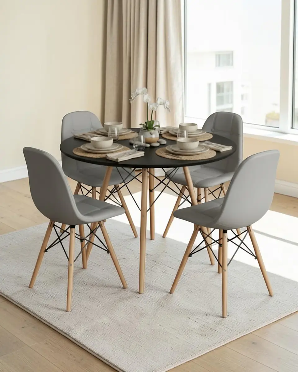 Comedor Redondo Melamina Eames 4 Sillas Buckle  22
