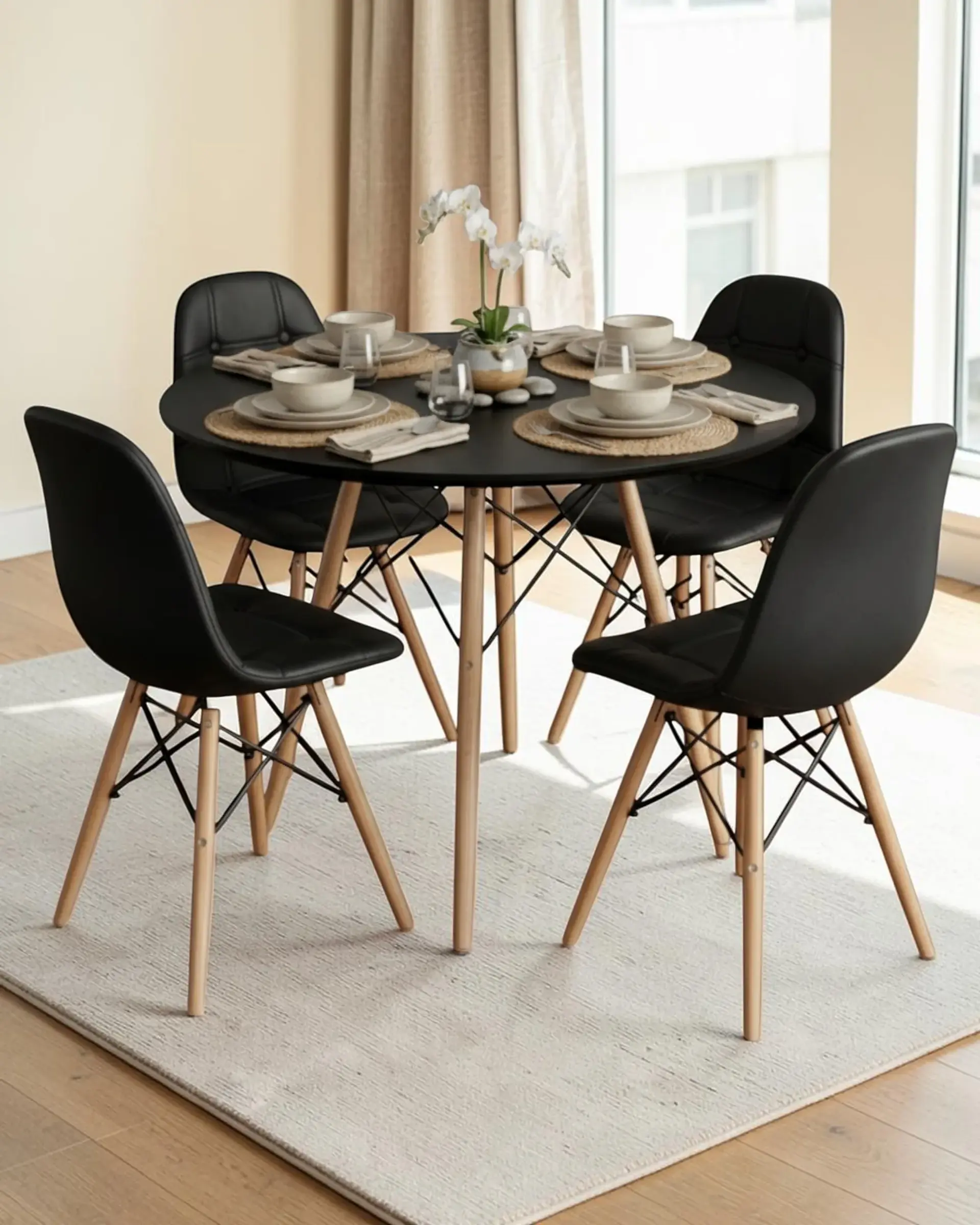 Comedor Redondo Melamina Eames 4 Sillas Buckle  23