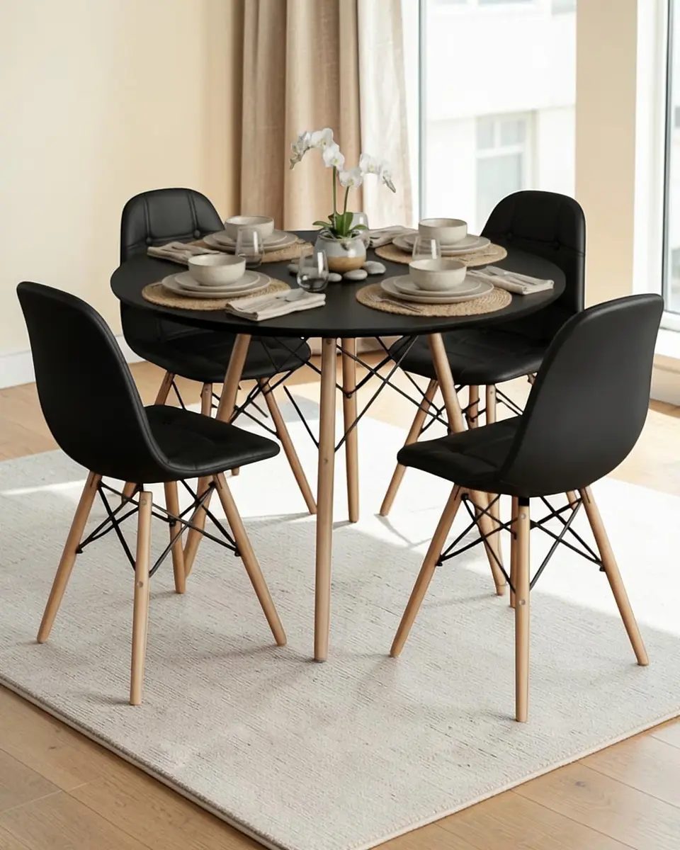 Comedor Redondo Melamina Eames 4 Sillas Buckle  23
