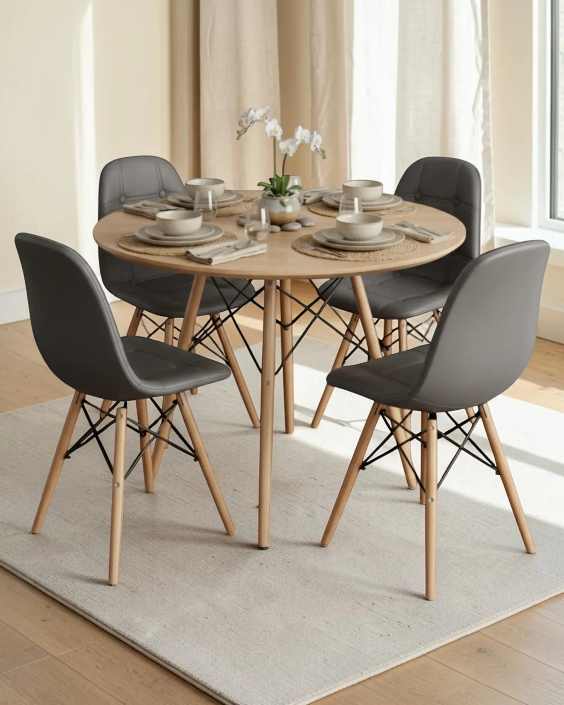Comedor Redondo Melamina Eames 4 Sillas Buckle  1