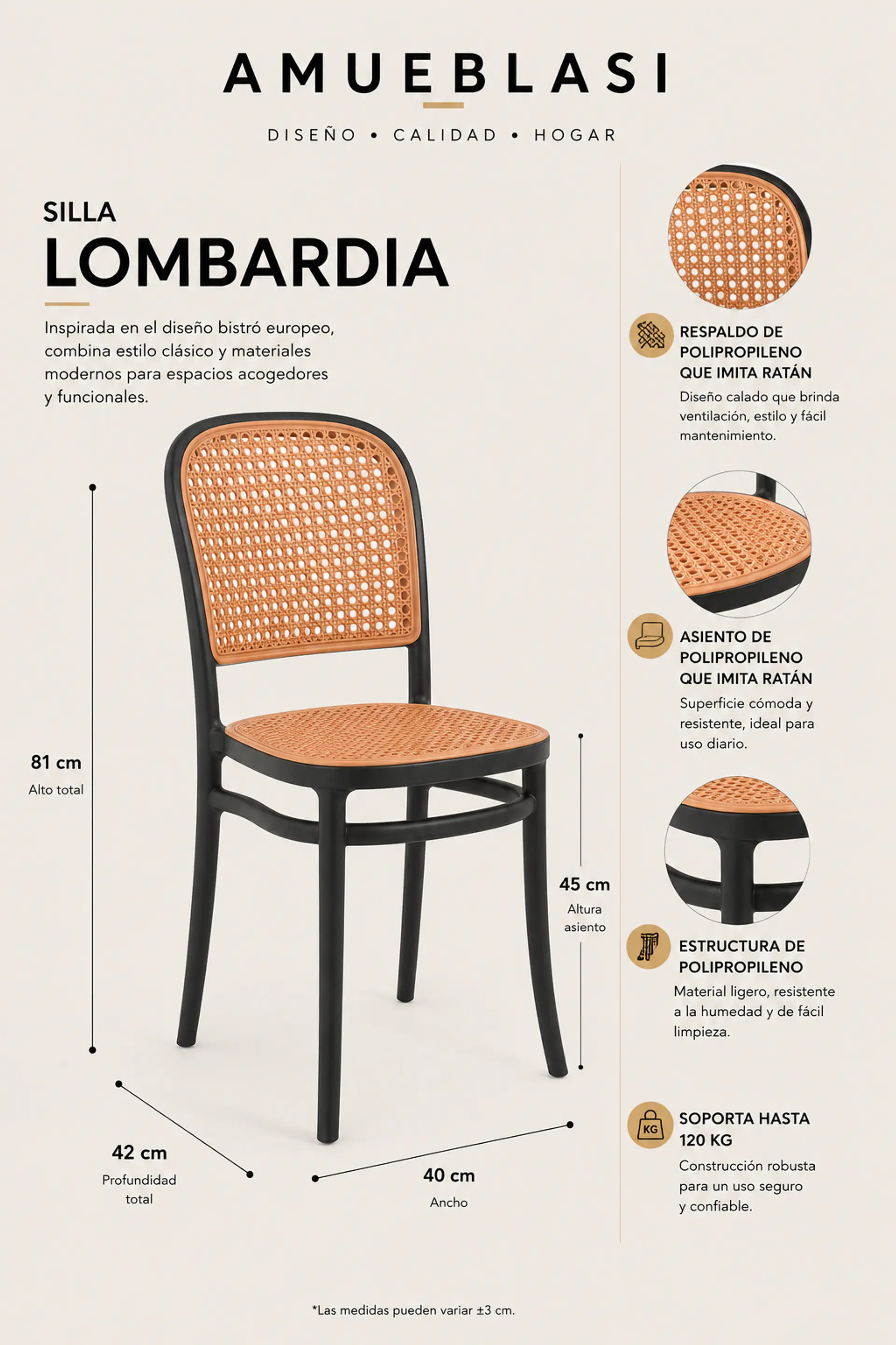 Silla Lombardía Efecto Ratán | Diseño Minimalista 8