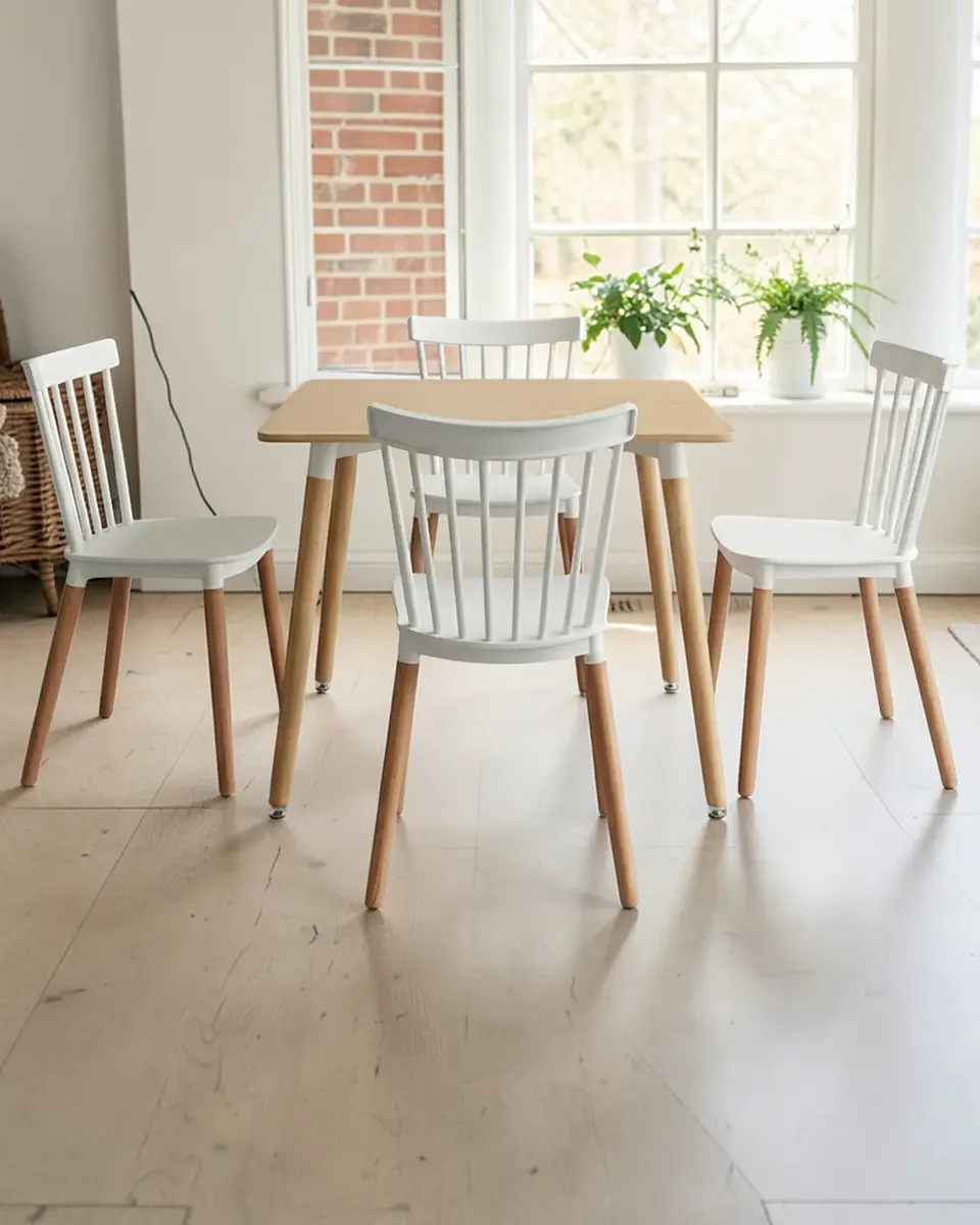 Comedor Cuadrado Melamina con Sillas Windsor 1