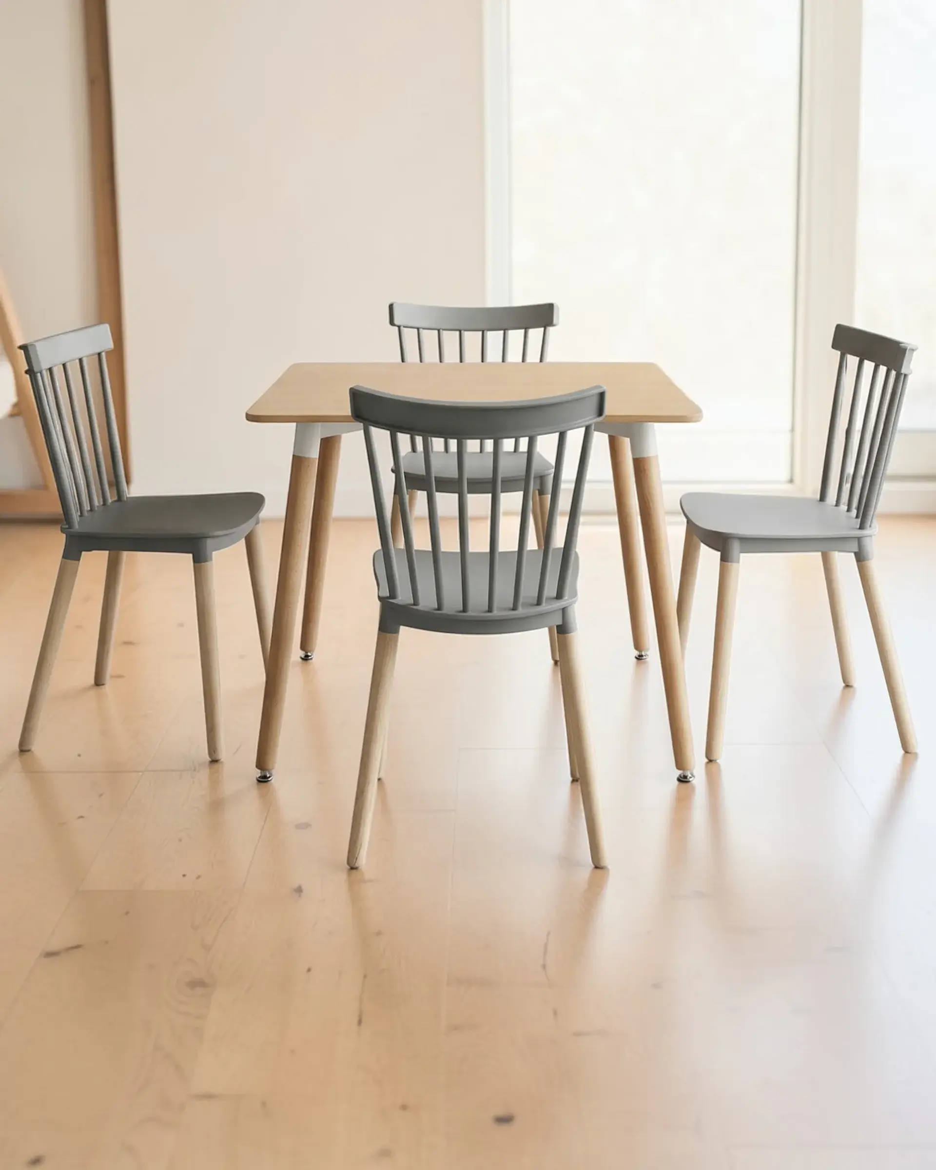 Comedor Cuadrado Melamina con Sillas Windsor 2