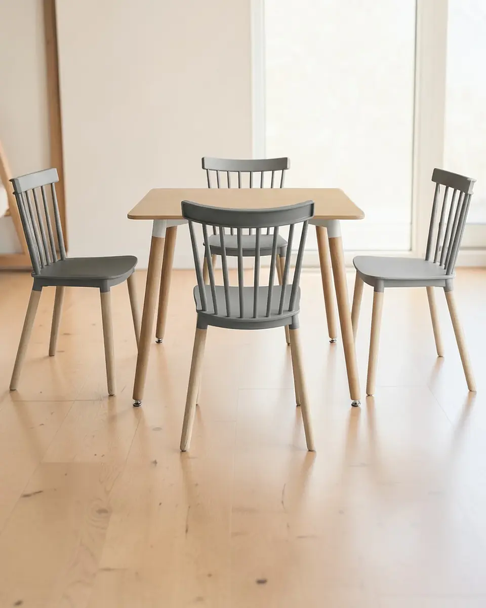 Comedor Cuadrado Melamina con Sillas Windsor 2