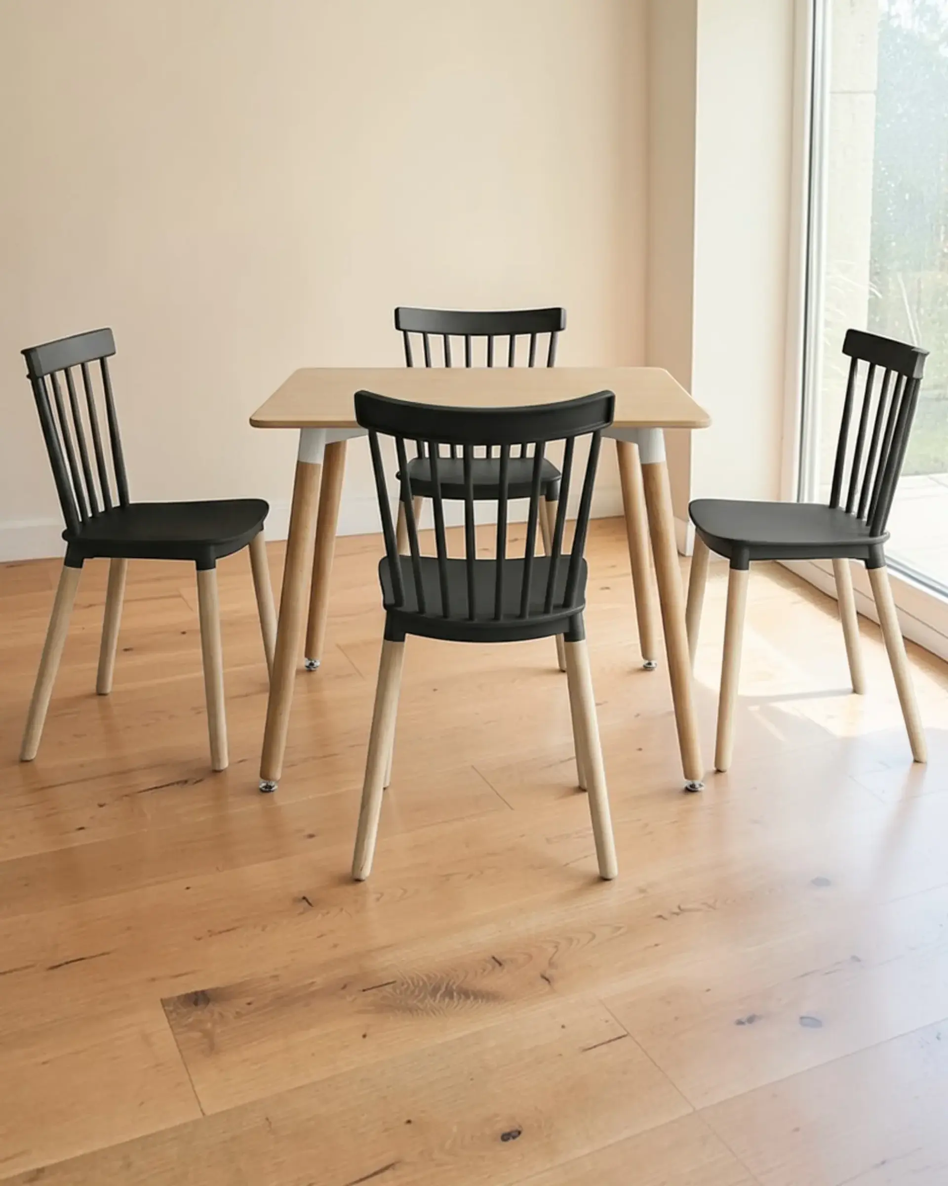 Comedor Cuadrado Melamina con Sillas Windsor 3