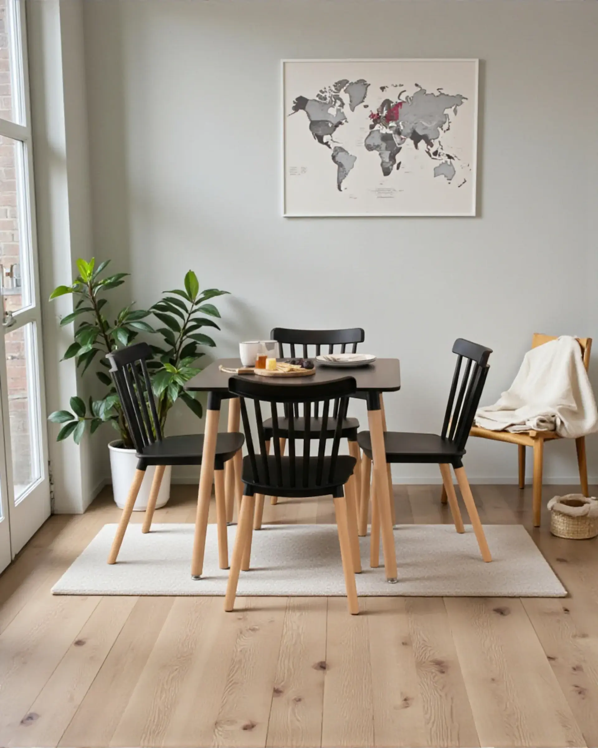 Comedor Cuadrado Melamina con Sillas Windsor 6