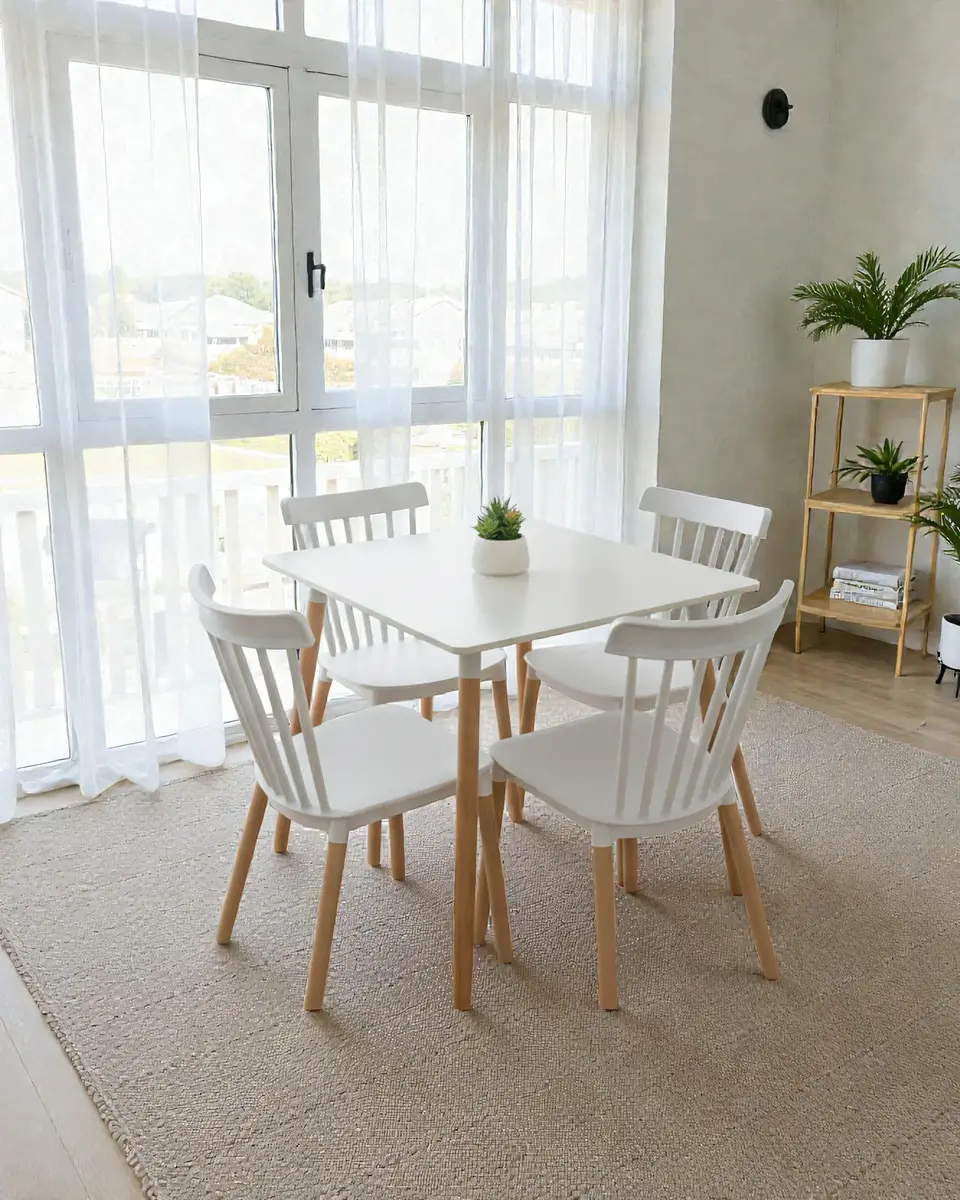 Comedor Cuadrado Melamina con Sillas Windsor 7