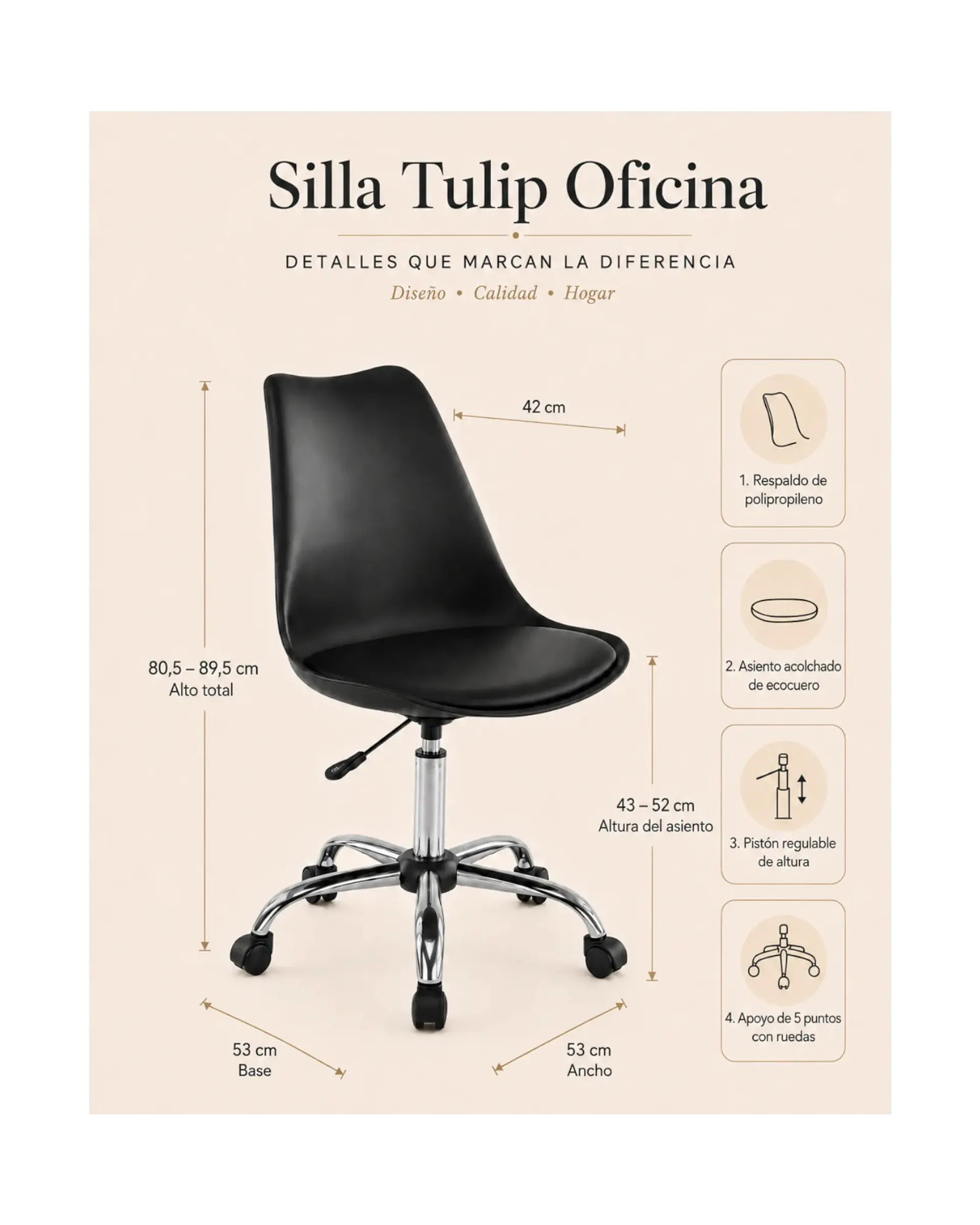 Silla Tulip Escritorio + Silla Tulip 7