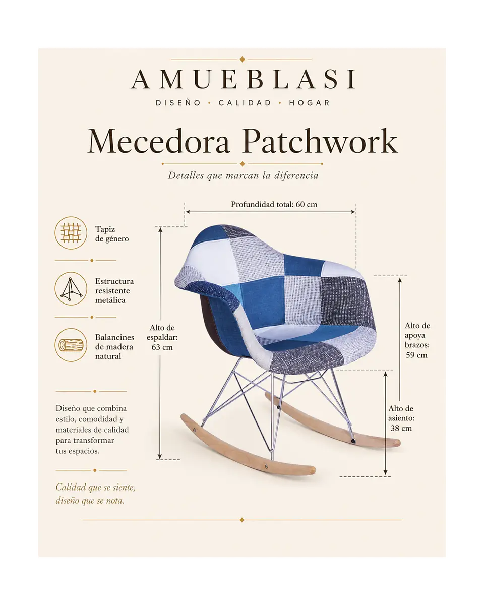 Pack 2 Sitiales Mecedoras Patchwork 4