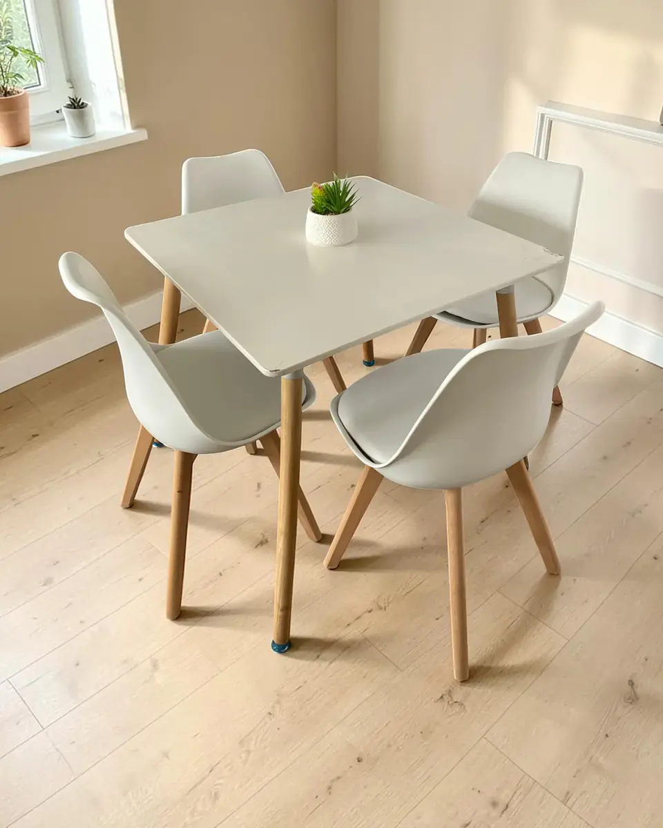 Comedor Cuadrado Melamina con Sillas Tulip 2