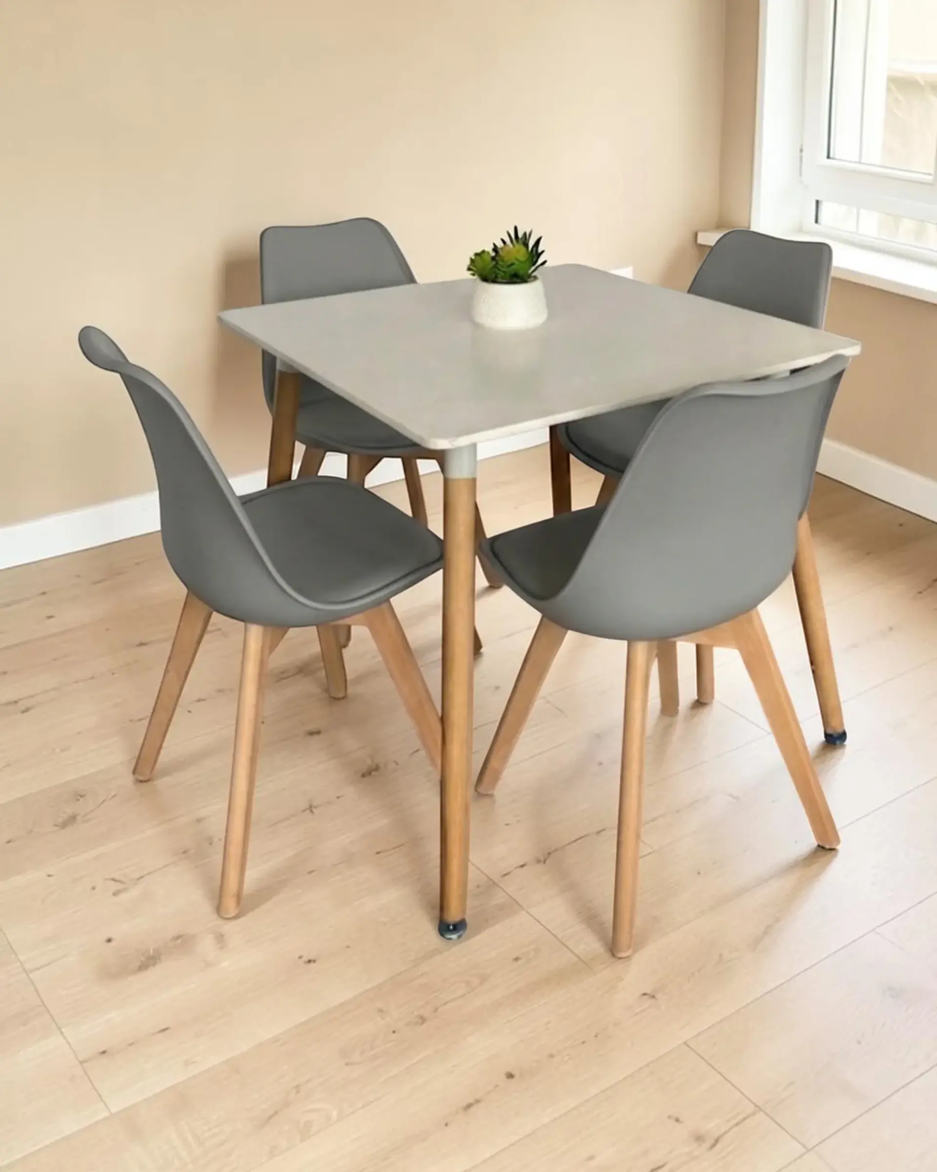 Comedor Cuadrado Melamina con Sillas Tulip 3
