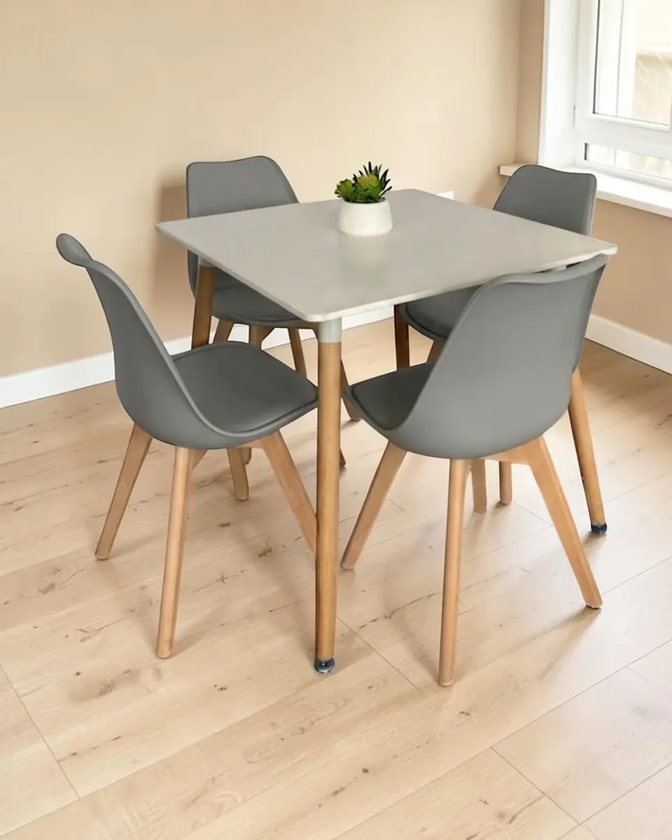 Comedor Cuadrado Melamina con Sillas Tulip 3