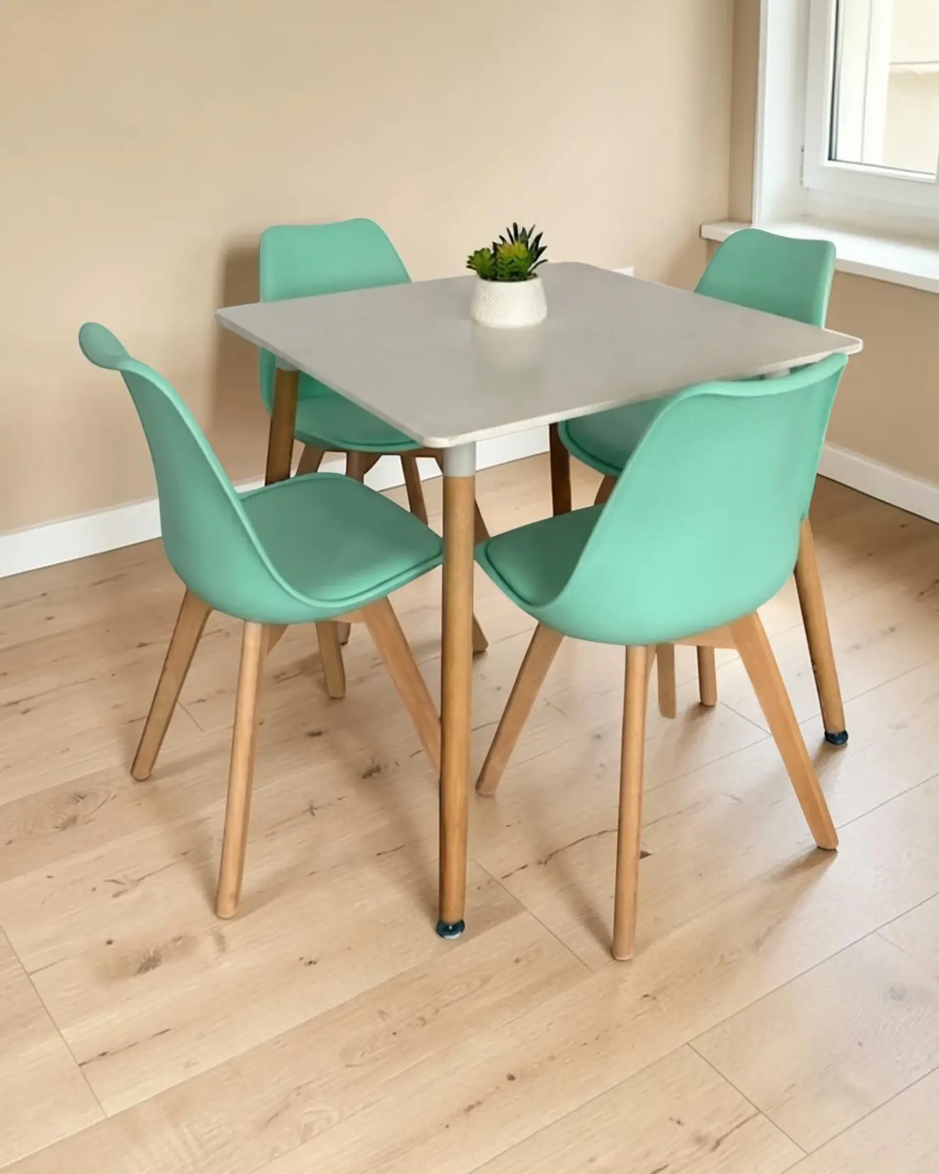 Comedor Cuadrado Melamina con Sillas Tulip 4