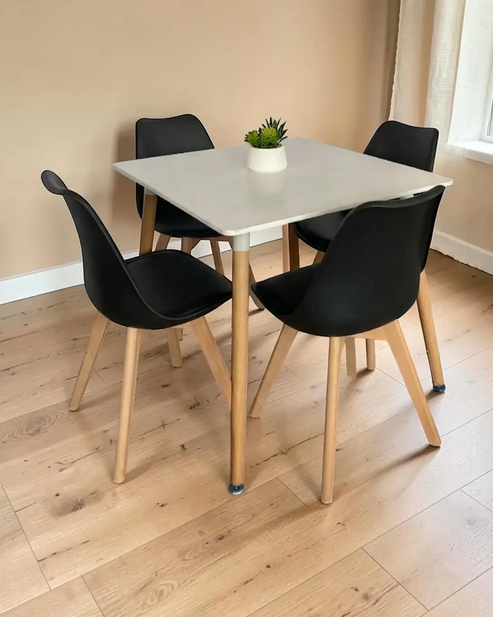 Comedor Cuadrado Melamina con Sillas Tulip 5