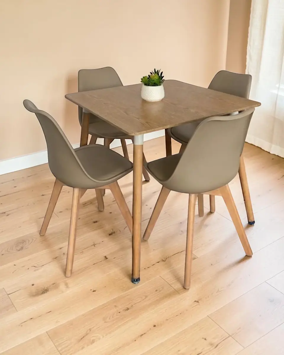 Comedor Cuadrado Melamina con Sillas Tulip 7