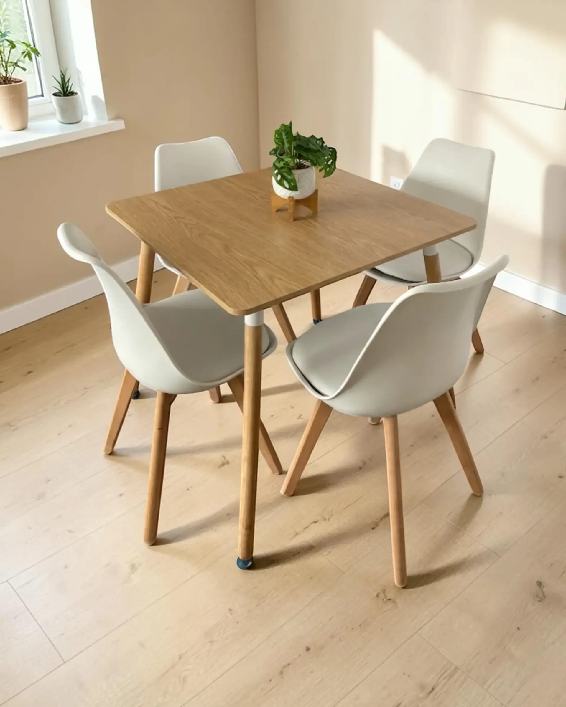 Comedor Cuadrado Melamina con Sillas Tulip 8