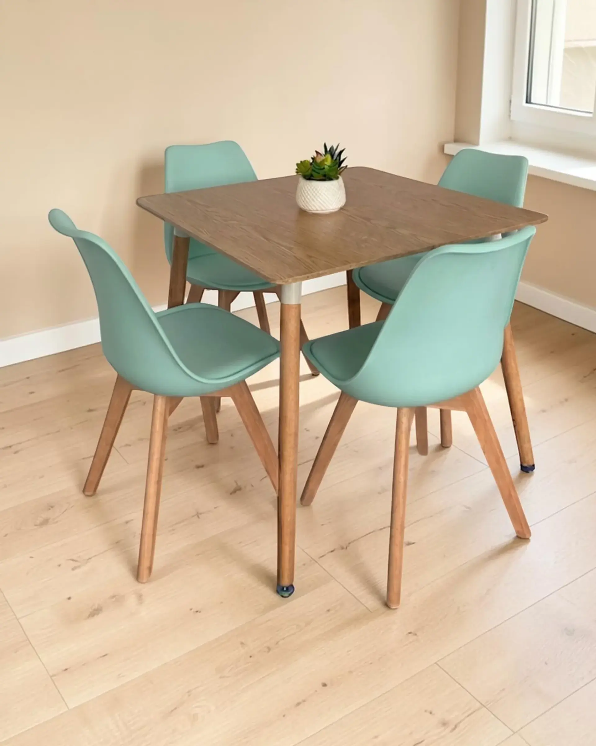 Comedor Cuadrado Melamina con Sillas Tulip 10