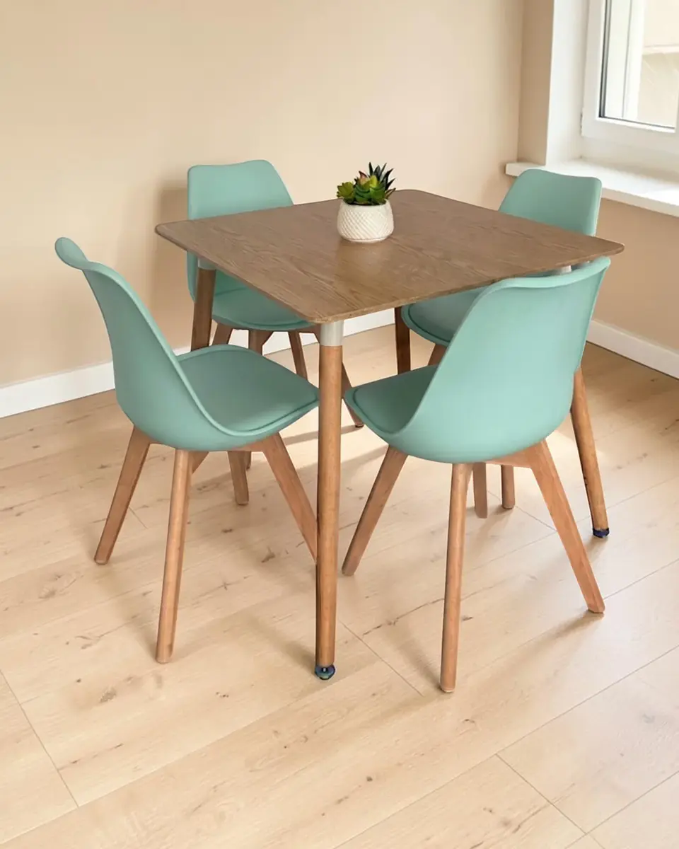 Comedor Cuadrado Melamina con Sillas Tulip 10