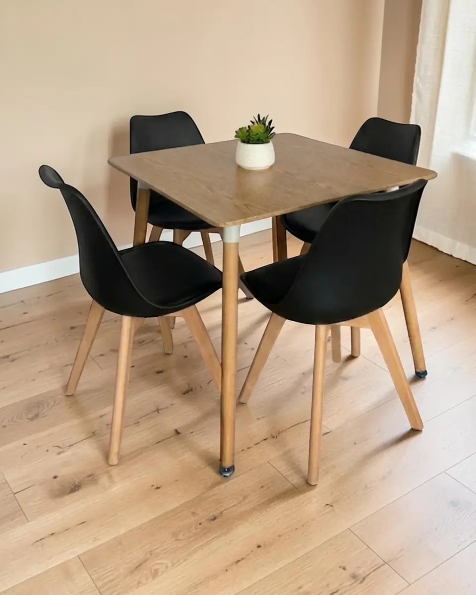 Comedor Cuadrado Melamina con Sillas Tulip 11