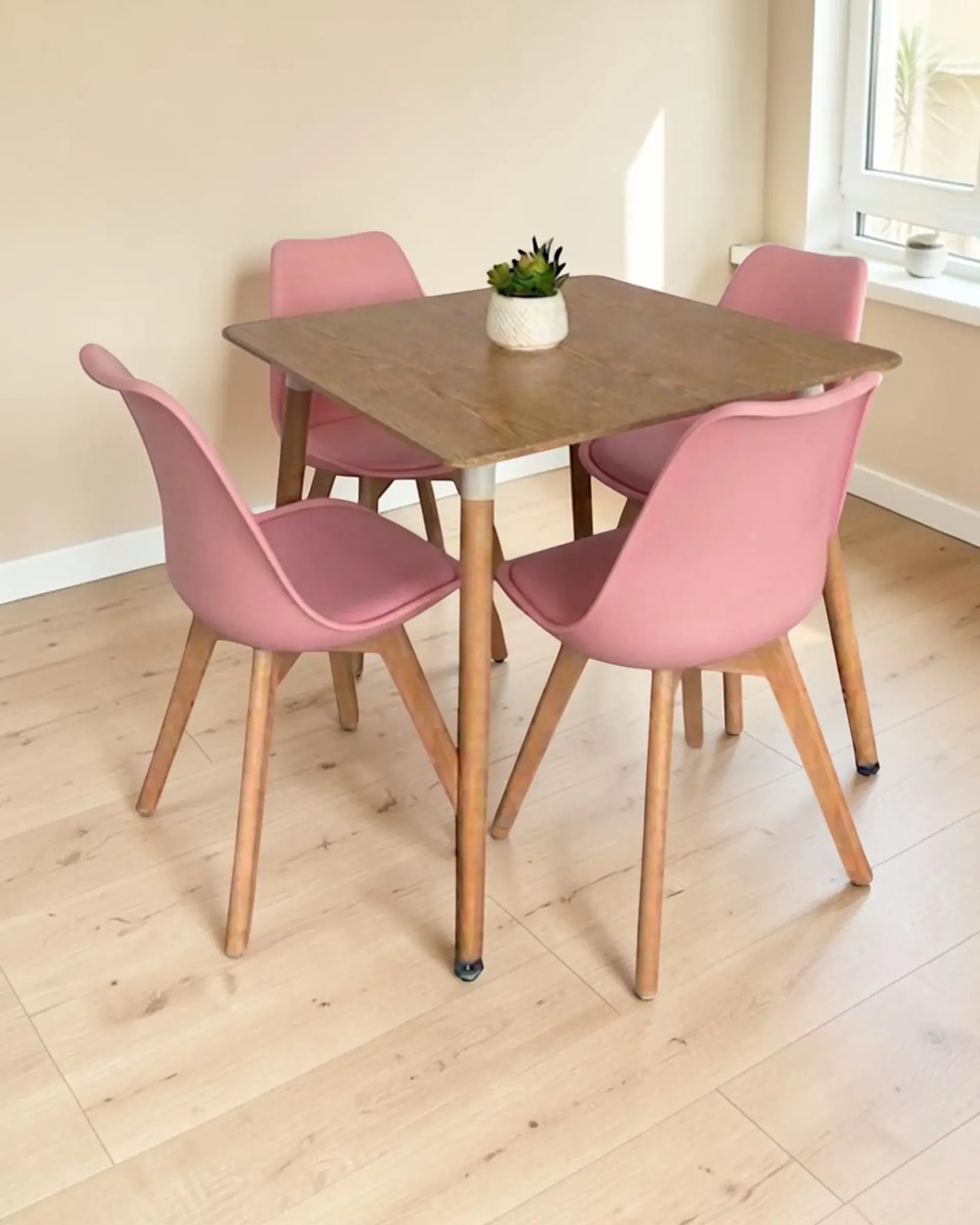 Comedor Cuadrado Melamina con Sillas Tulip 12