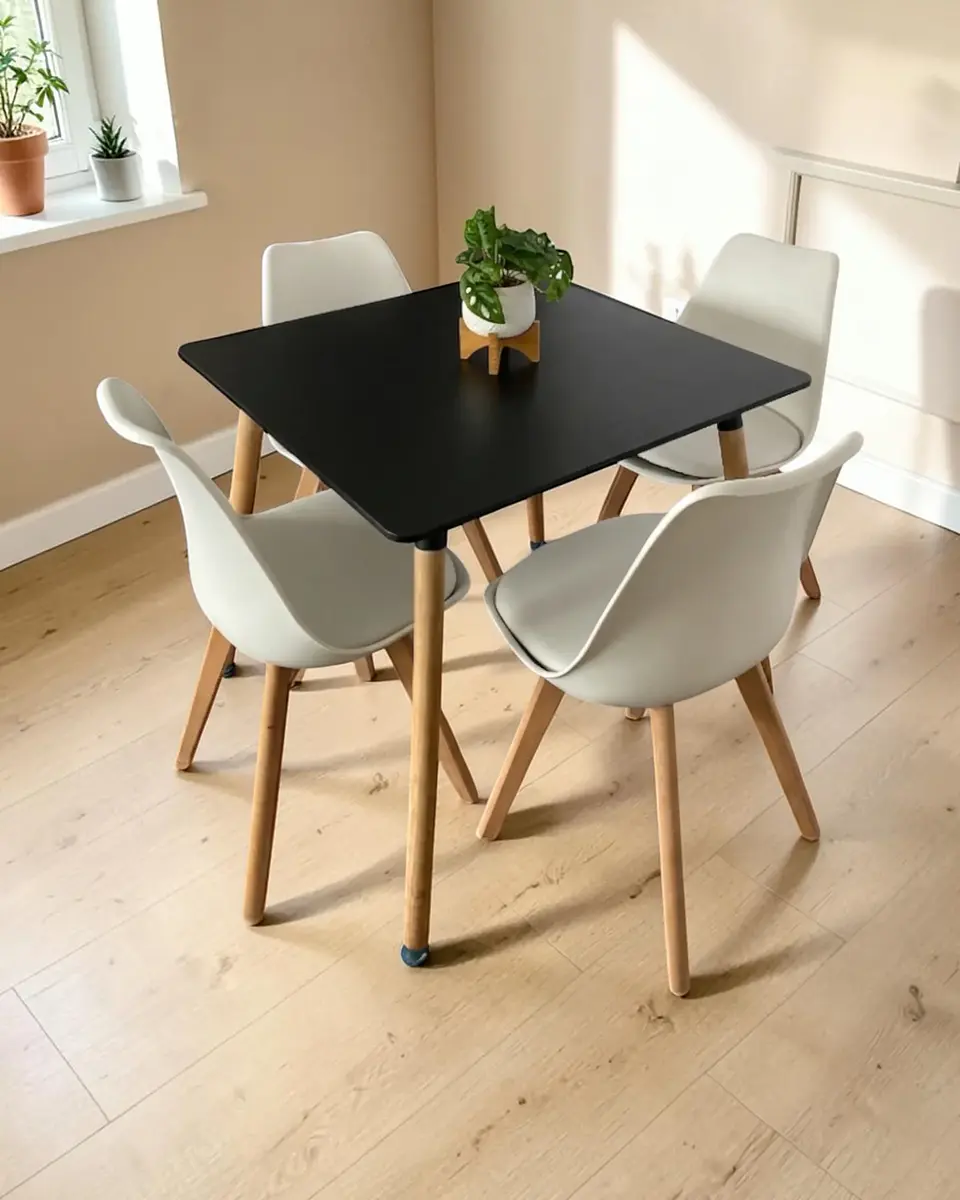 Comedor Cuadrado Melamina con Sillas Tulip 14