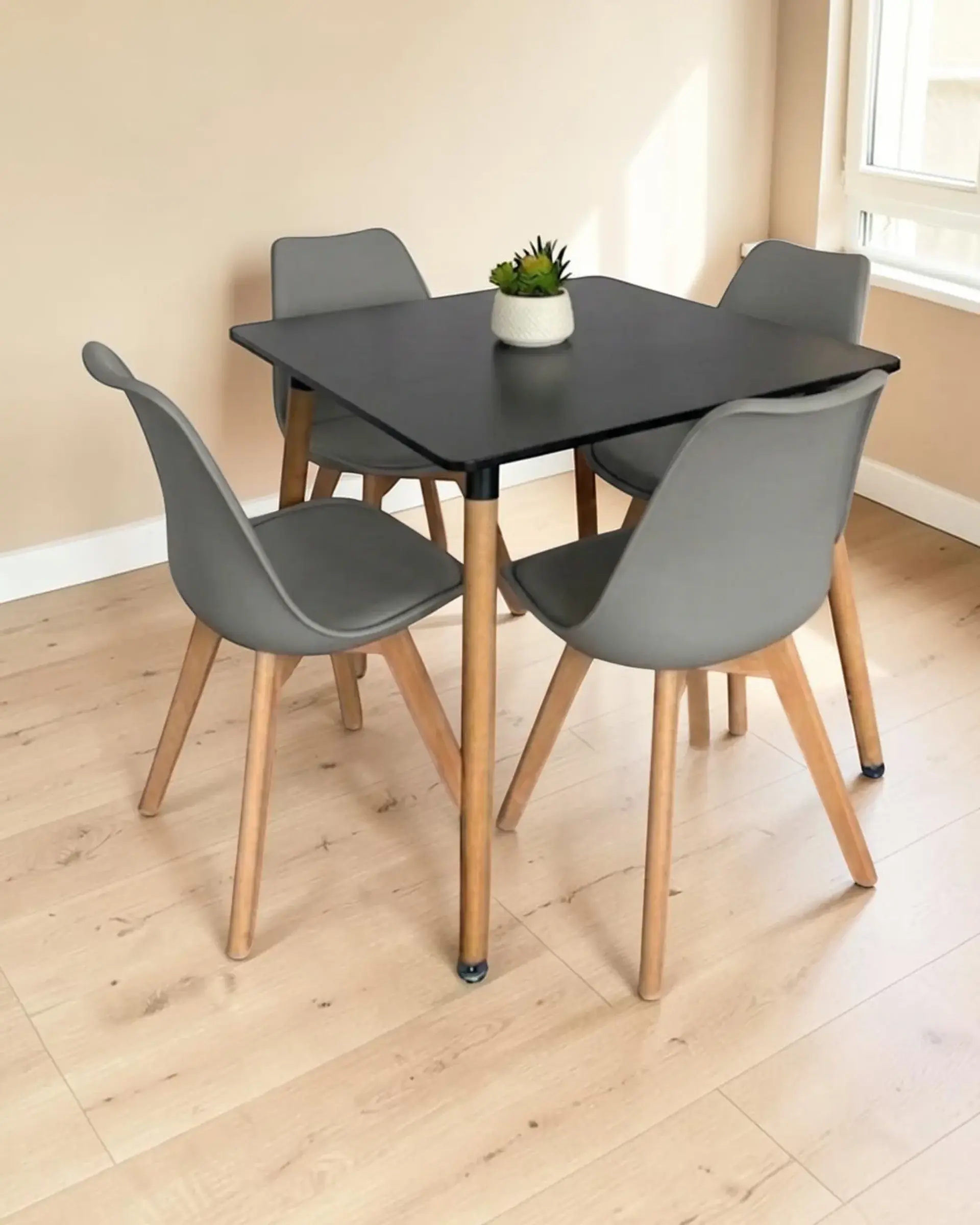 Comedor Cuadrado Melamina con Sillas Tulip 15