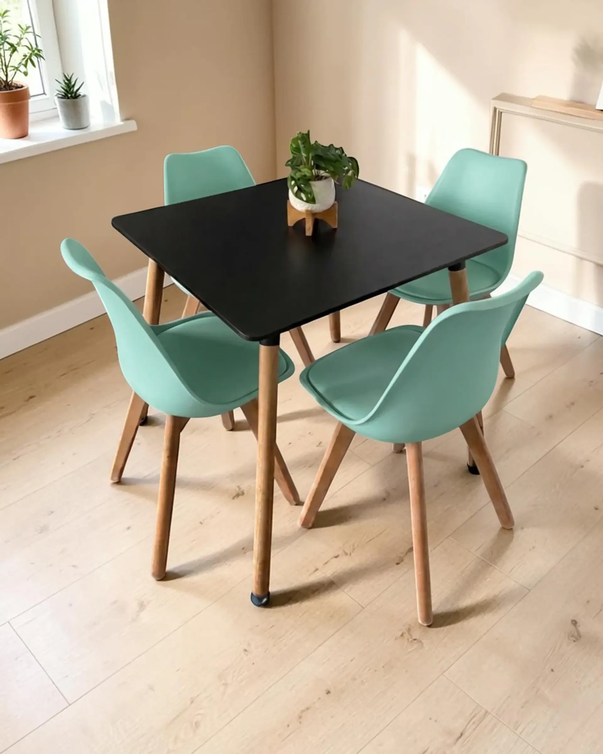 Comedor Cuadrado Melamina con Sillas Tulip 16