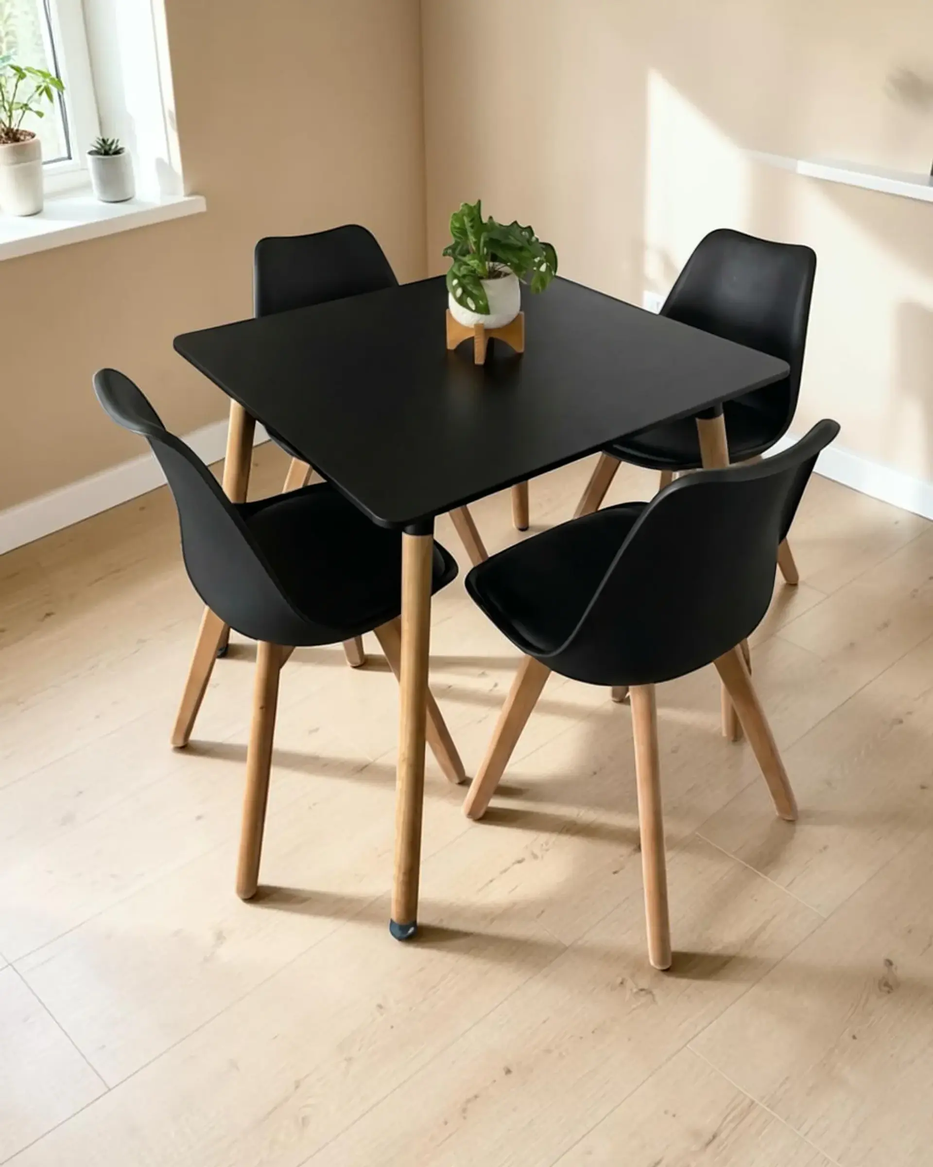 Comedor Cuadrado Melamina con Sillas Tulip 17