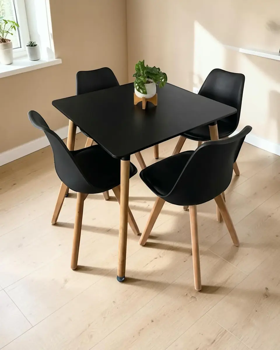 Comedor Cuadrado Melamina con Sillas Tulip 17