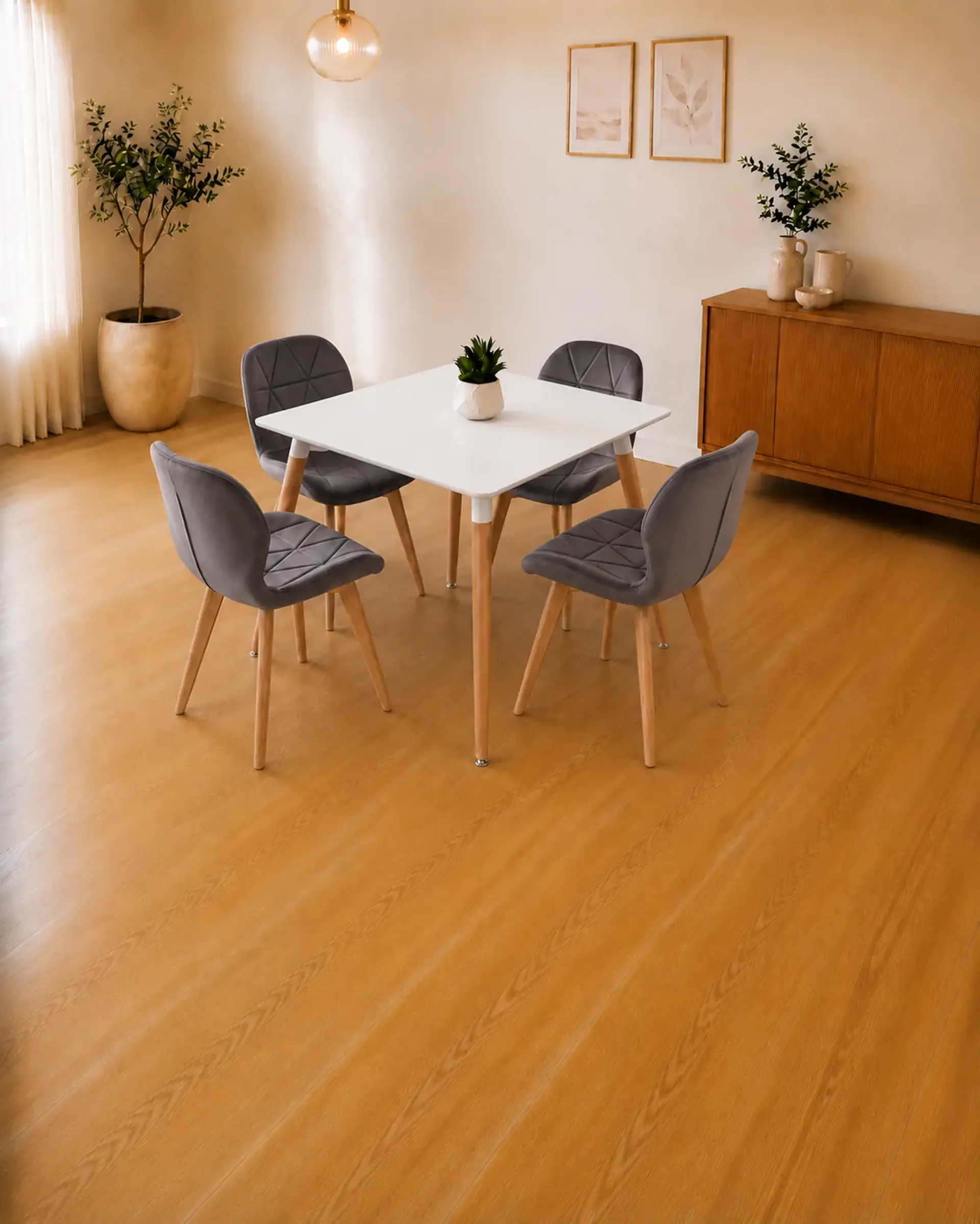 Comedor Cuadrado Melamina con Sillas Radar Velvet 2