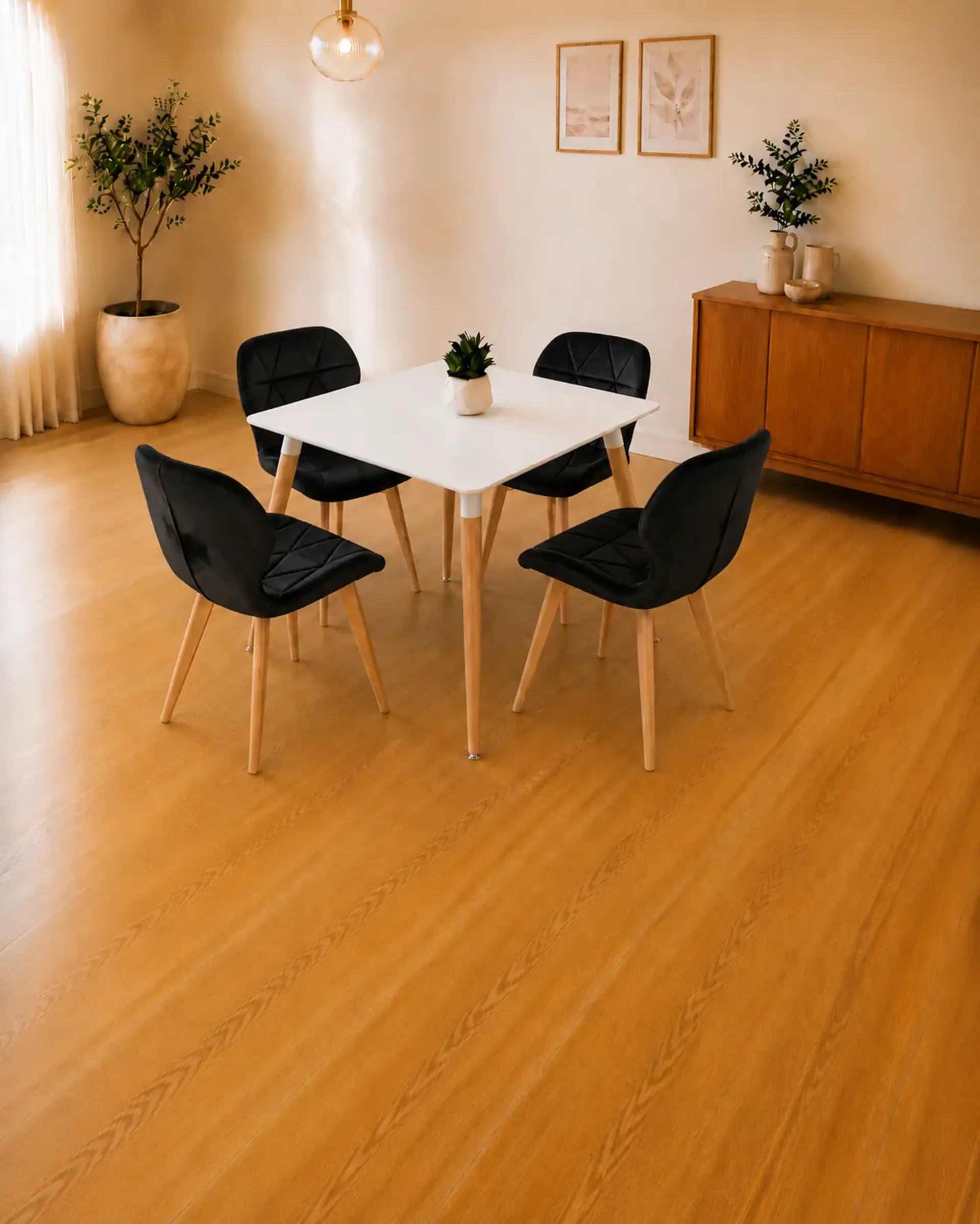 Comedor Cuadrado Melamina con Sillas Radar Velvet 3
