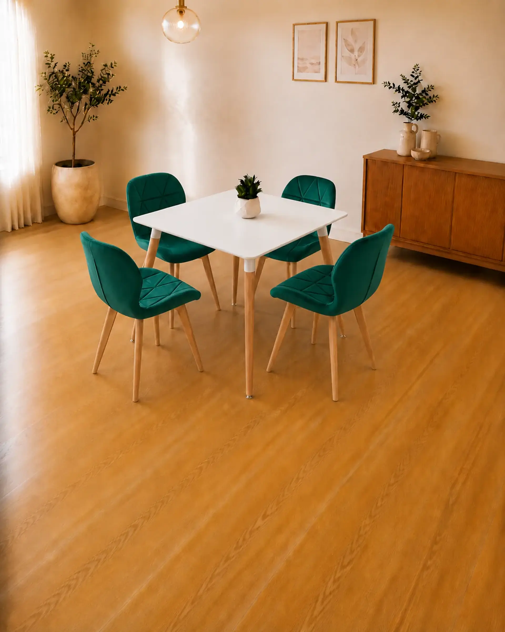 Comedor Cuadrado Melamina con Sillas Radar Velvet 4