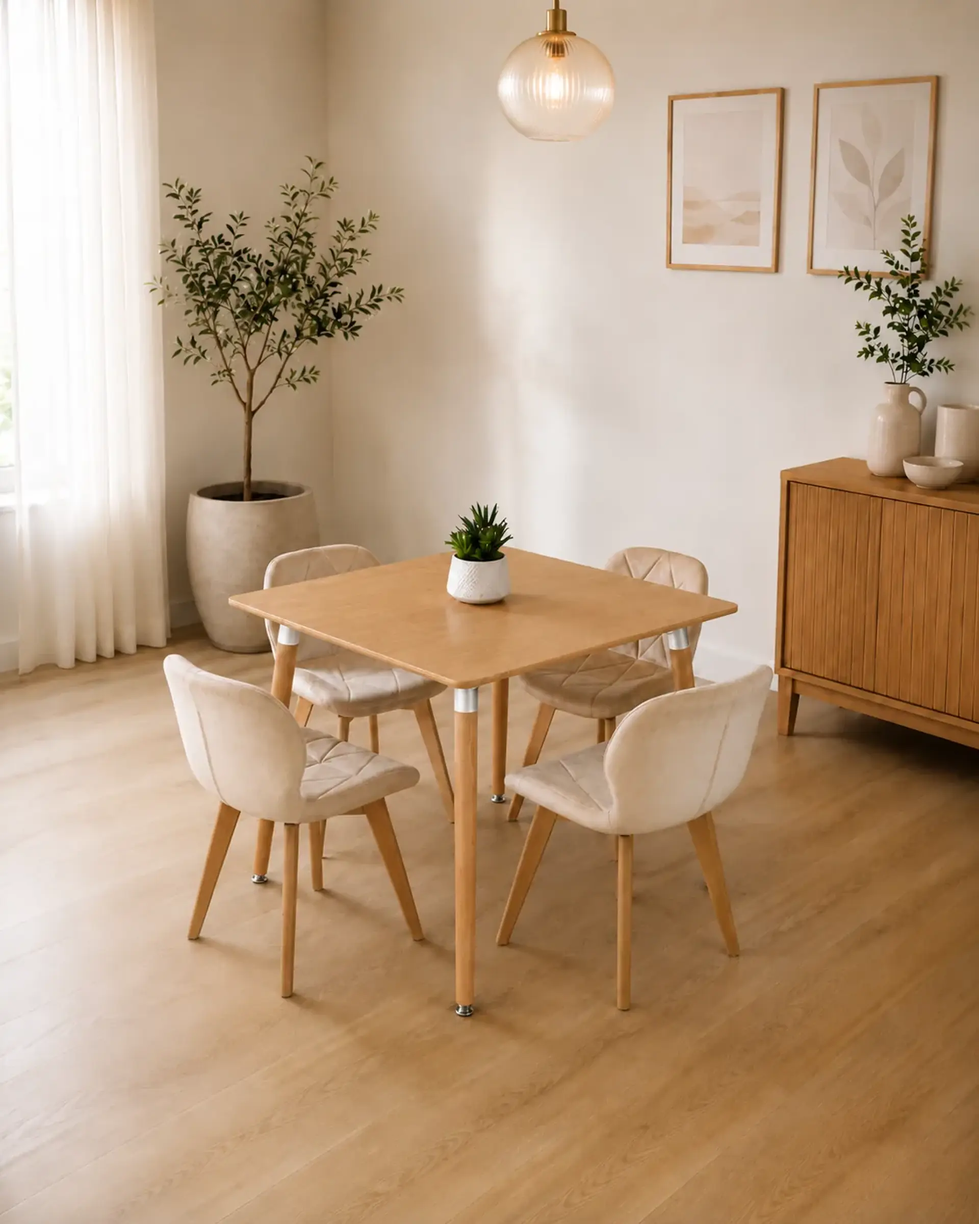 Comedor Cuadrado Melamina con Sillas Radar Velvet 5