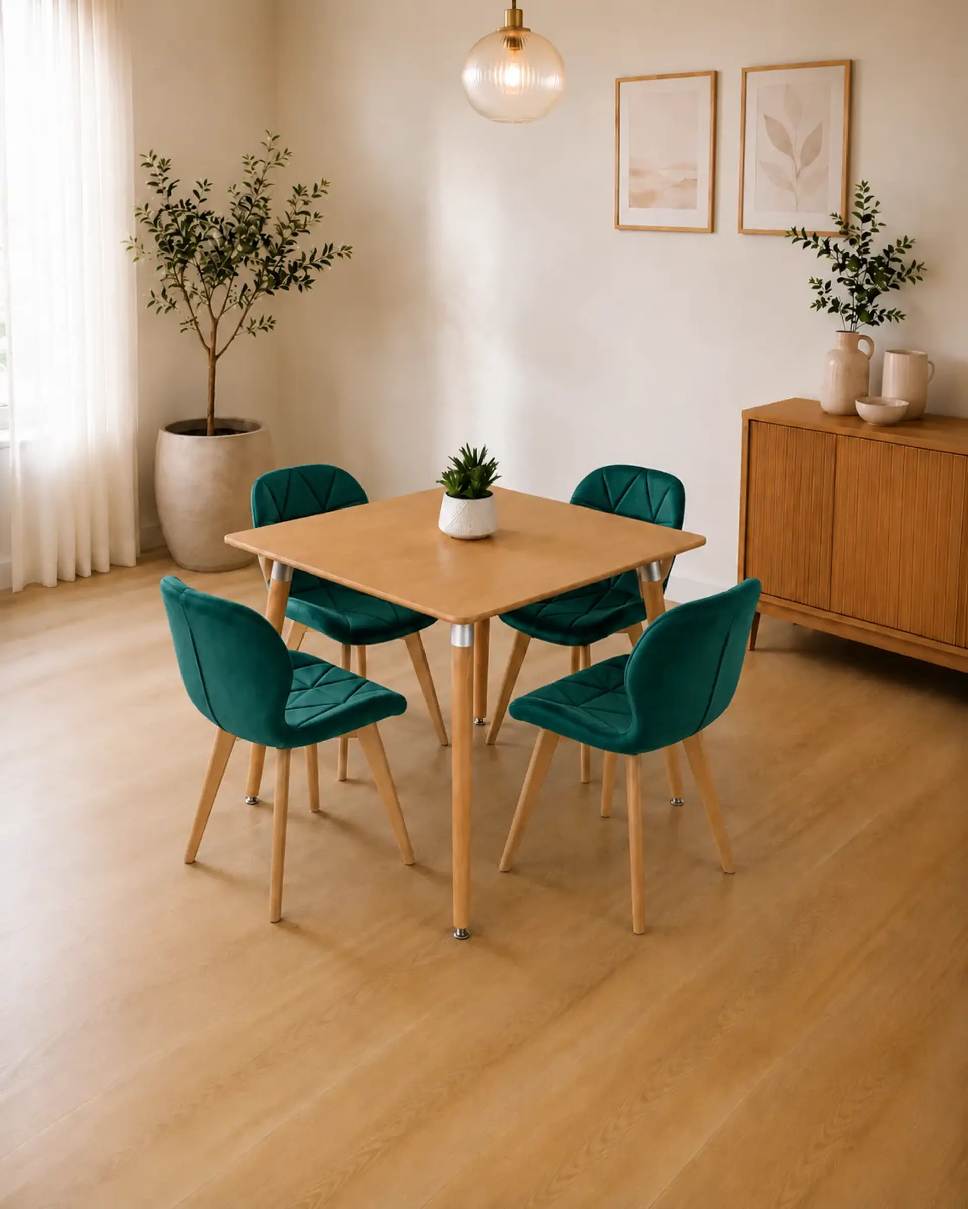 Comedor Cuadrado Melamina con Sillas Radar Velvet 8