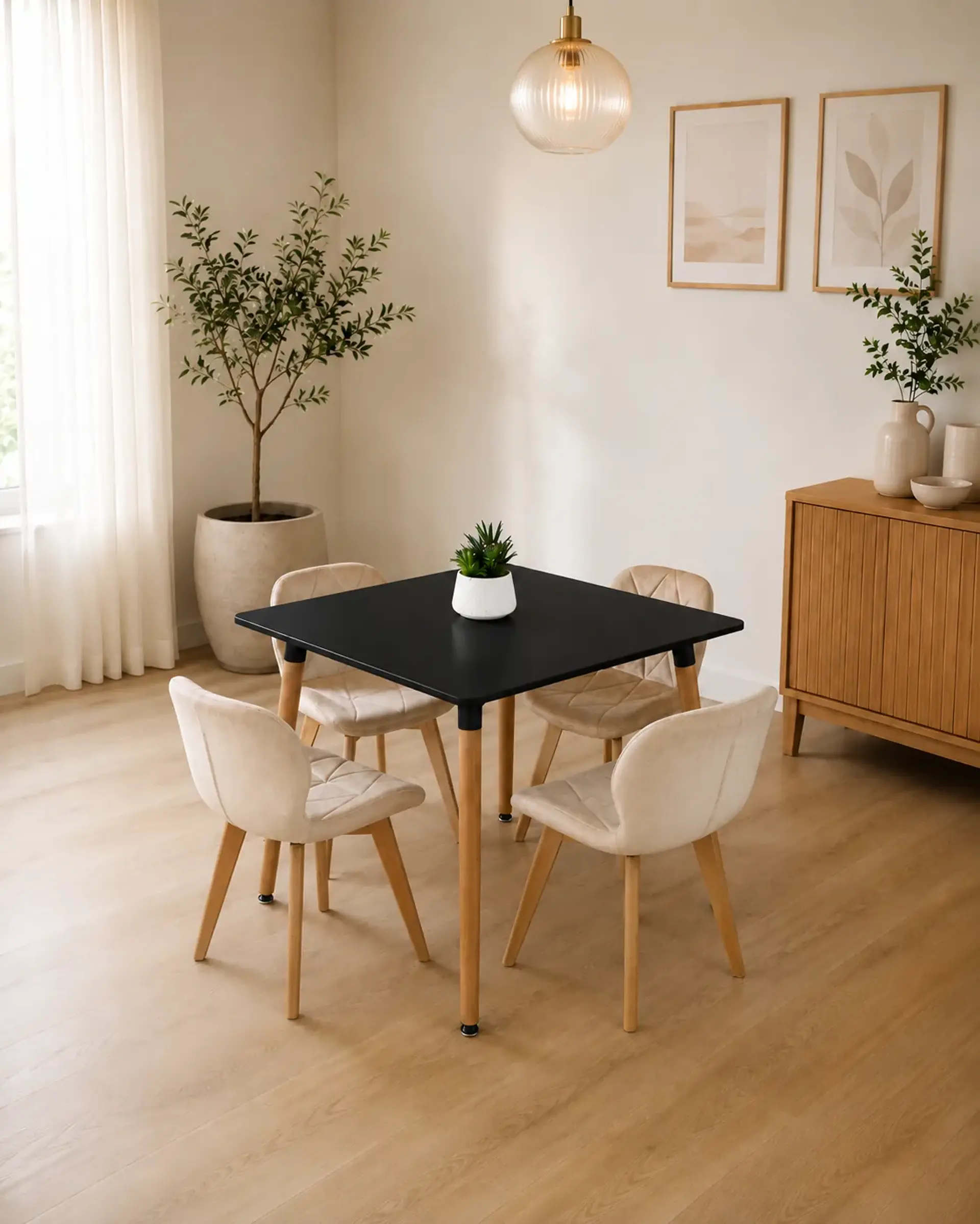 Comedor Cuadrado Melamina con Sillas Radar Velvet 9