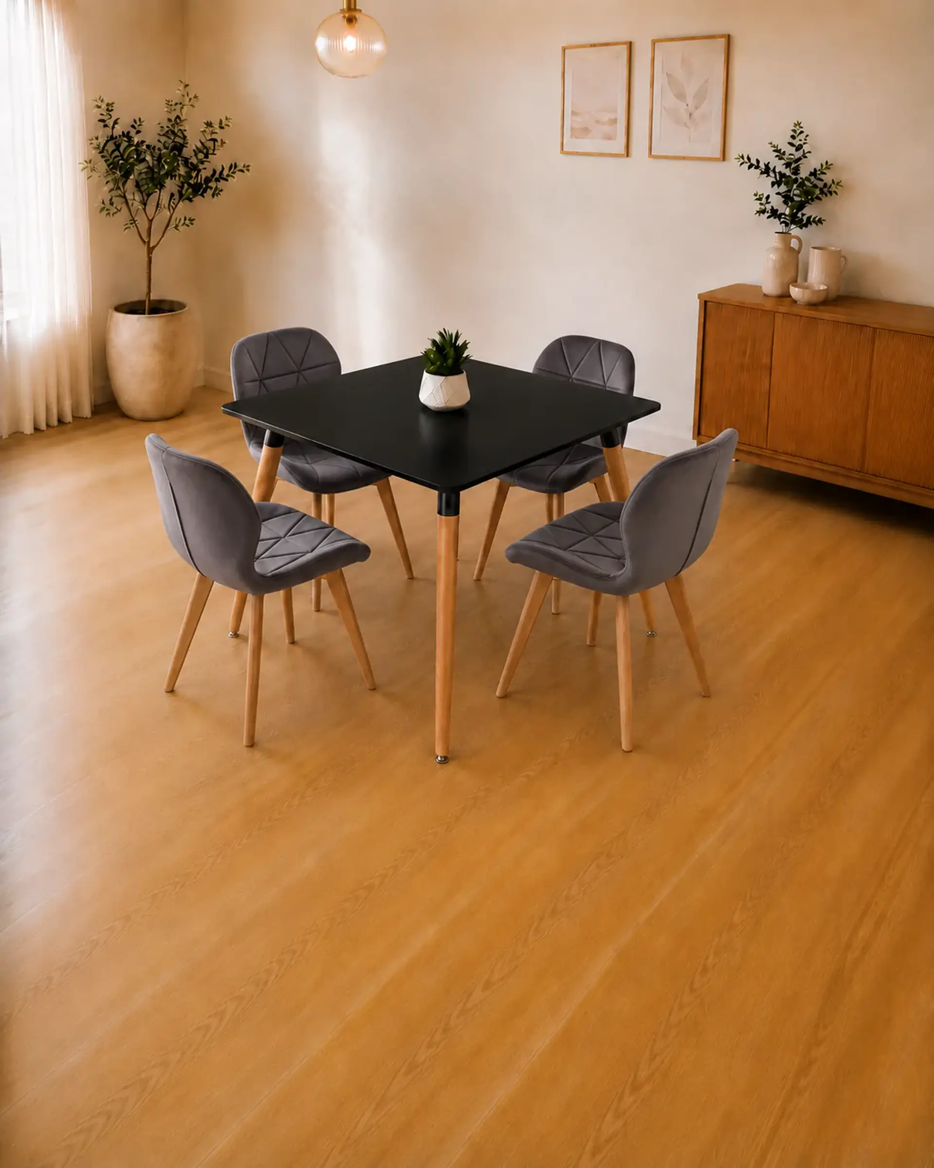 Comedor Cuadrado Melamina con Sillas Radar Velvet 10