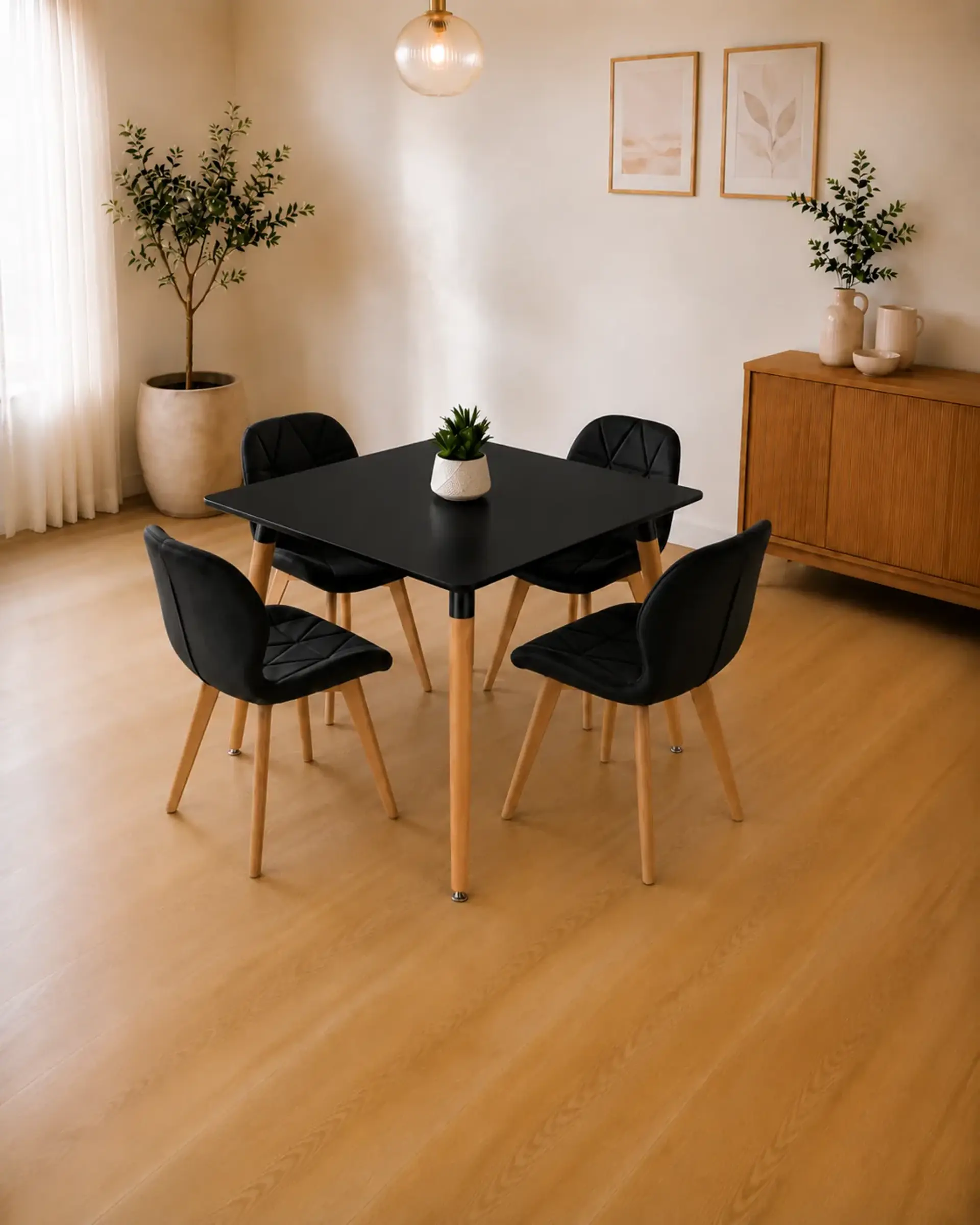 Comedor Cuadrado Melamina con Sillas Radar Velvet 11