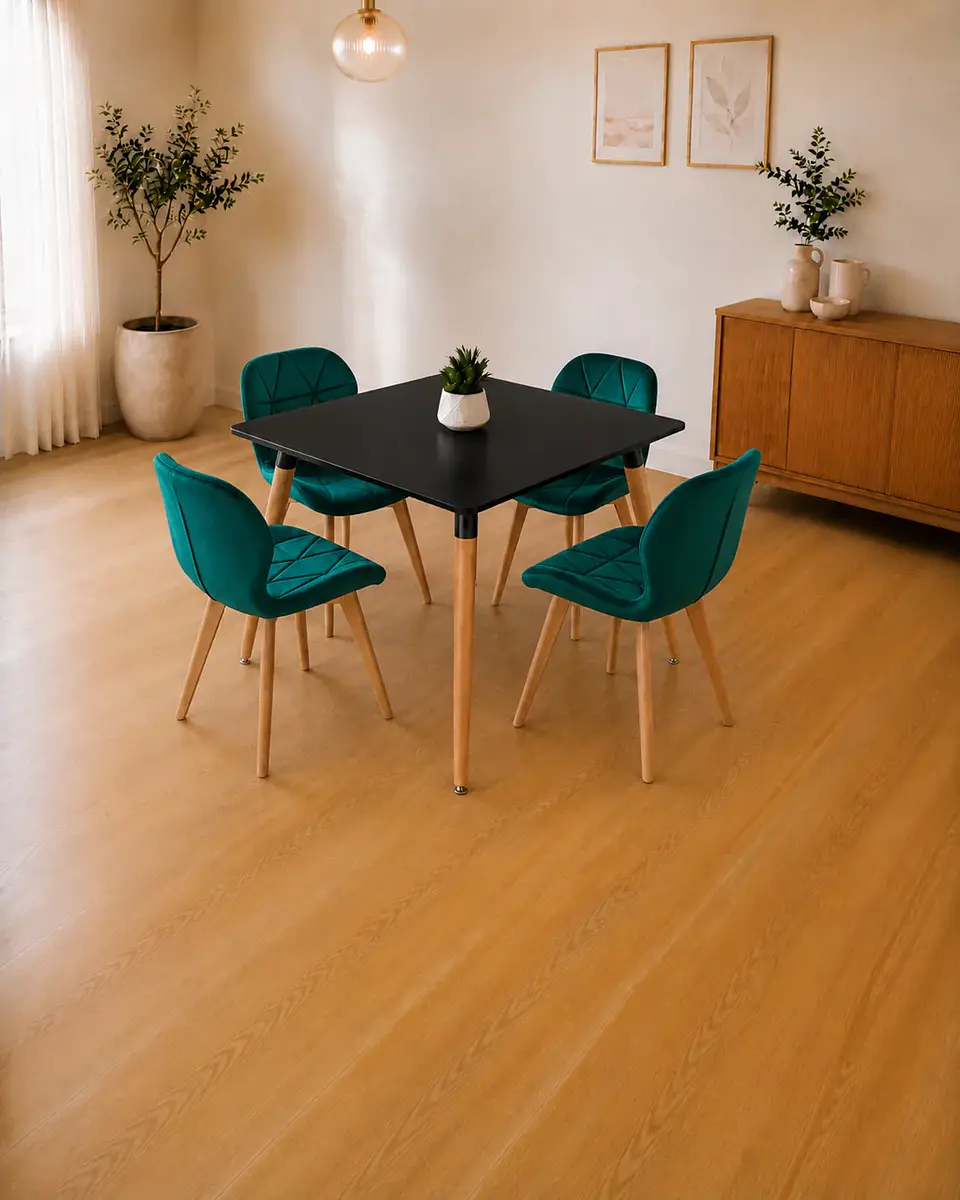 Comedor Cuadrado Melamina con Sillas Radar Velvet 12