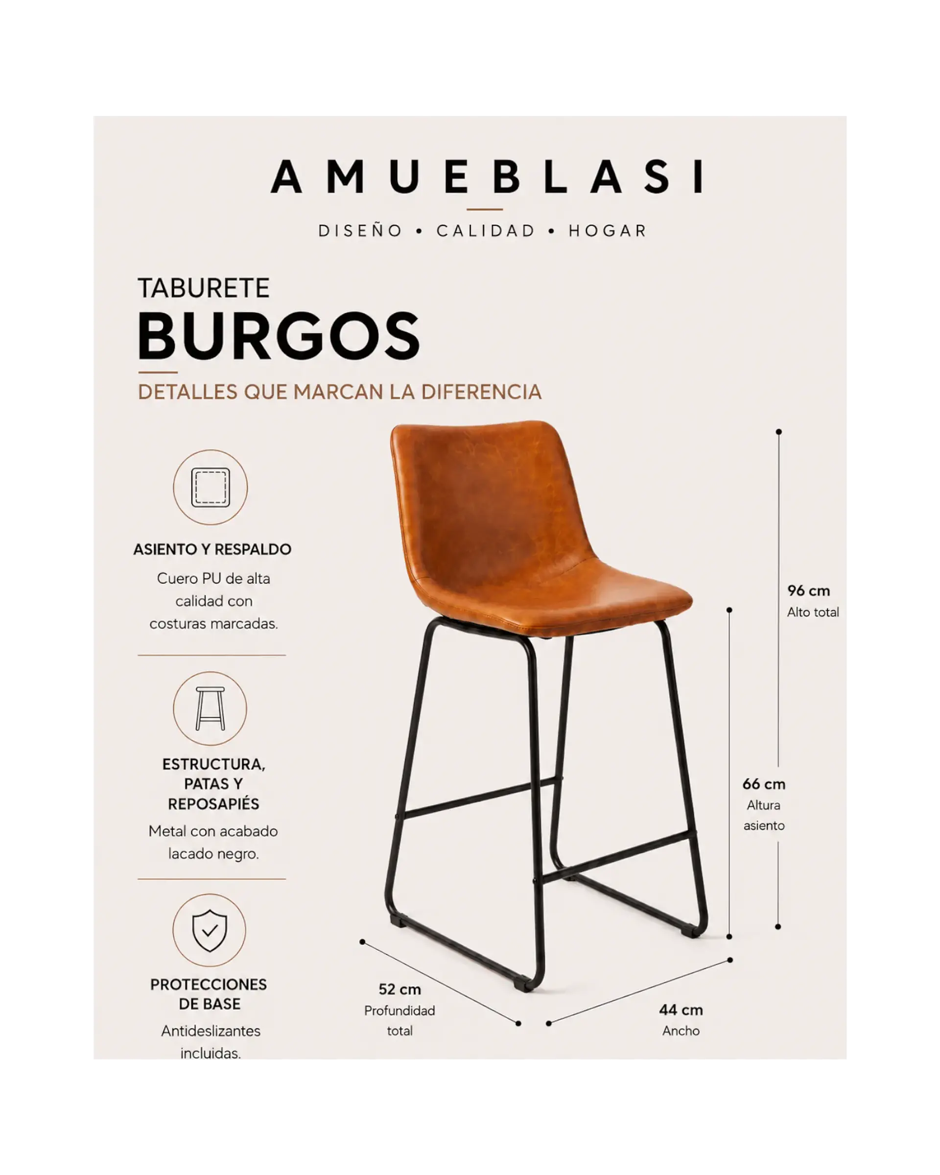 Taburete Burgos 66 cm 9
