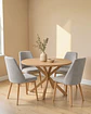 Comedor Redondo Madrid Madera con Sillas Lena Tela - Miniatura 2