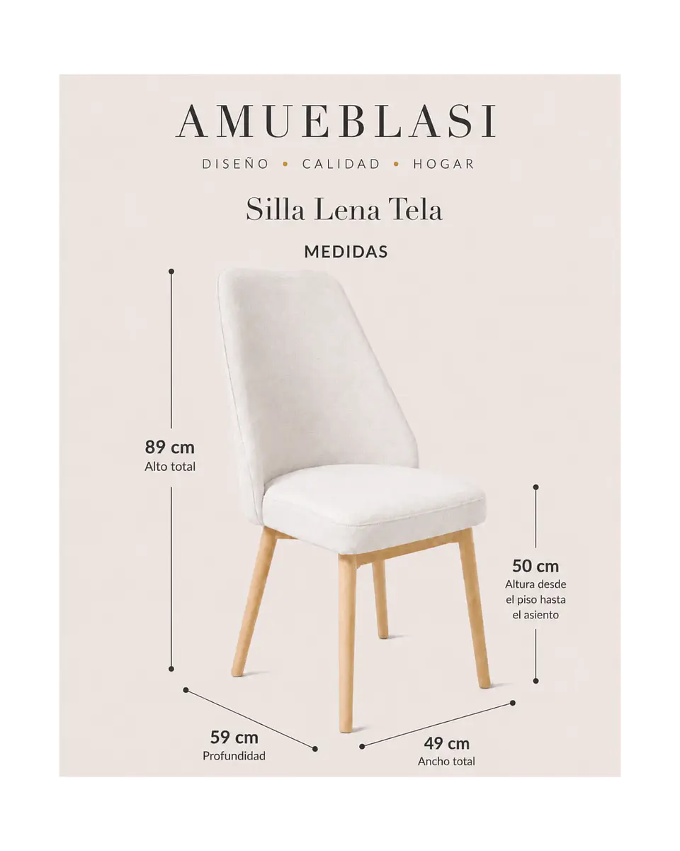  Pack 2 Sillas Comedor Lena Tela 4