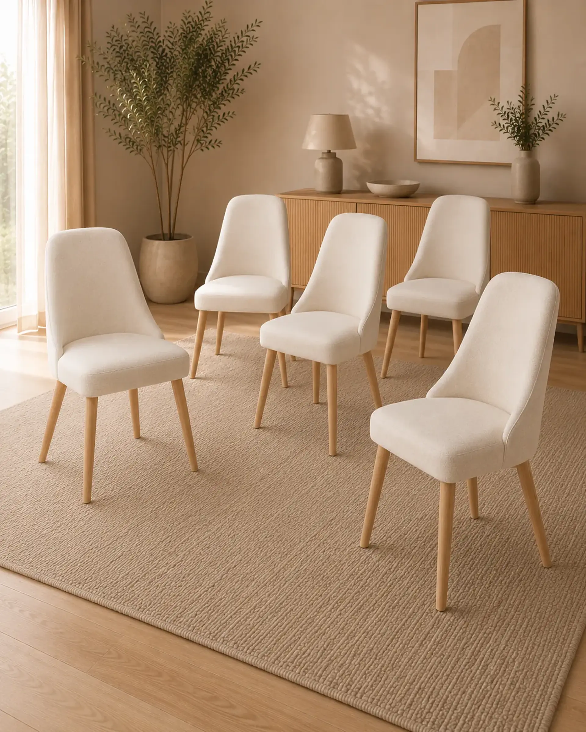  Pack 6 Sillas Comedor Lena Tela 1