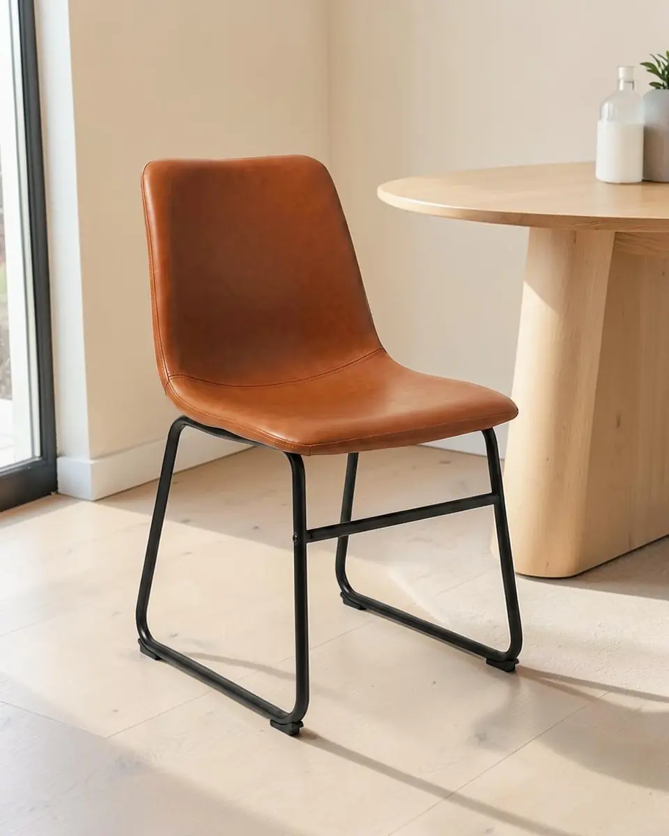 Silla Burgos Cuero PU Marrón Camel 1