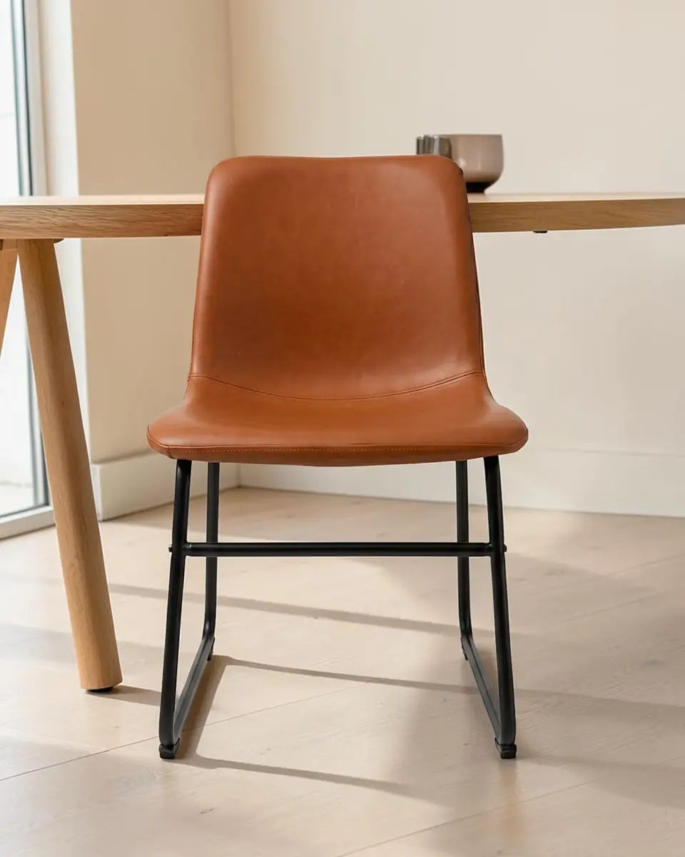 Silla Burgos Cuero PU Marrón Camel 2