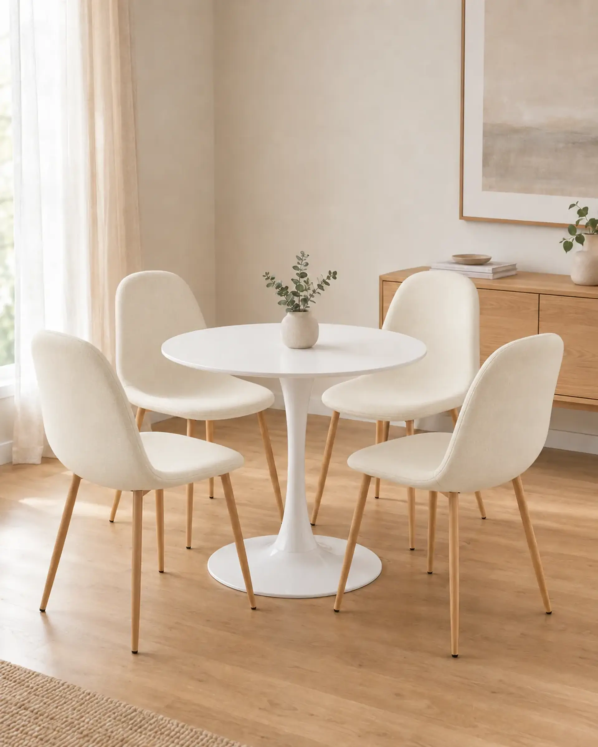 Comedor Redondo Tulip con Sillas Scoop 1