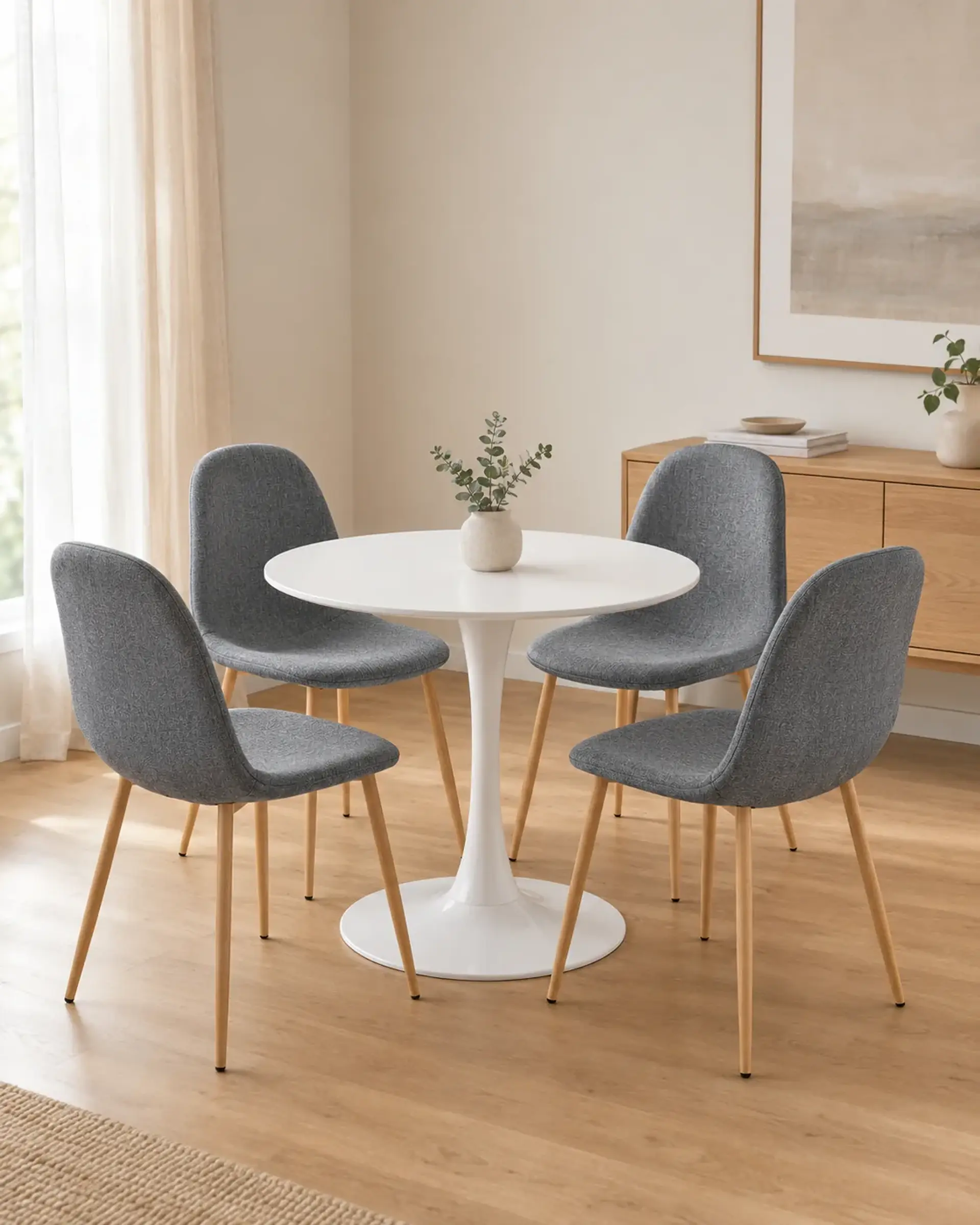 Comedor Redondo Tulip con Sillas Scoop 2