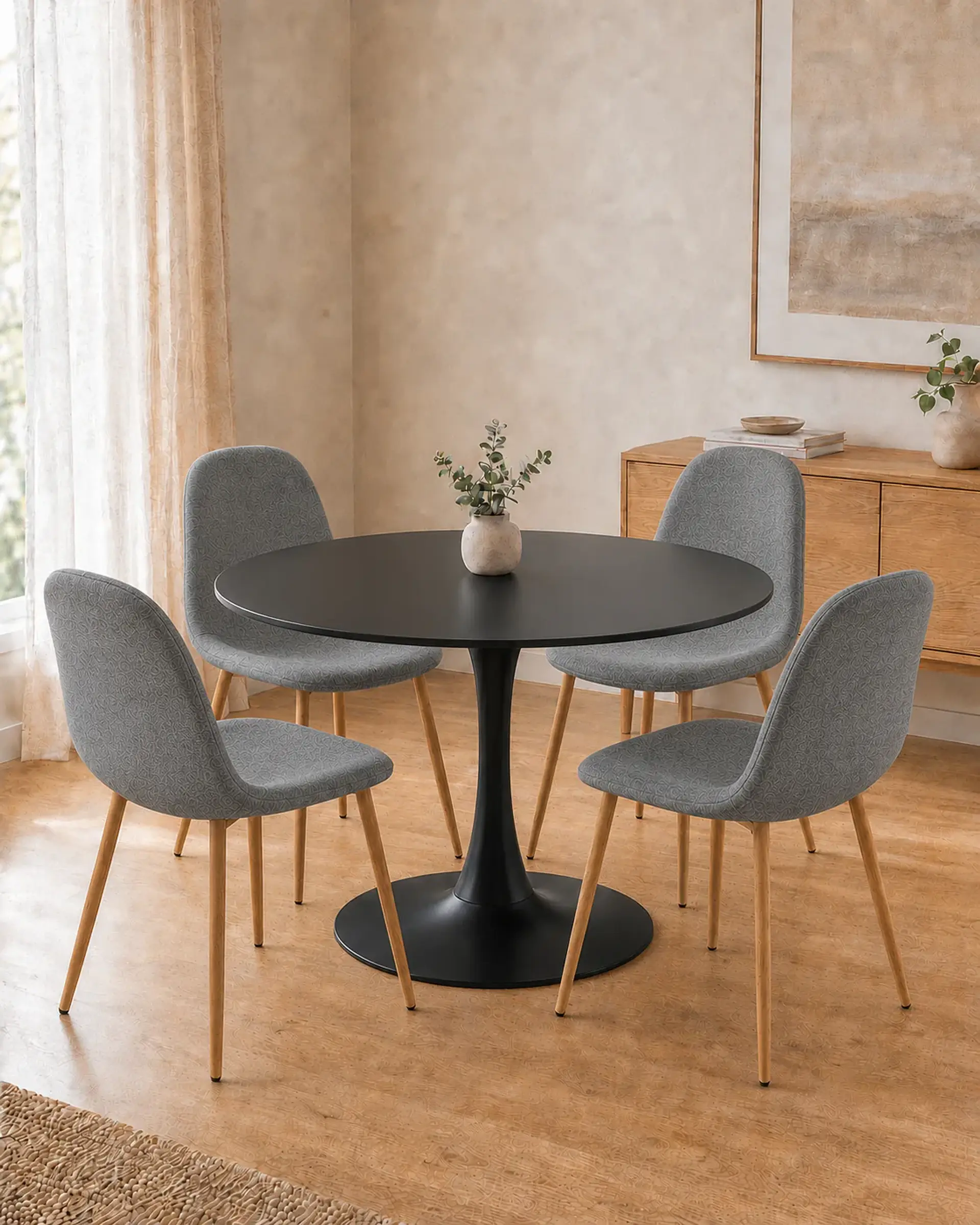 Comedor Redondo Tulip con Sillas Scoop 11