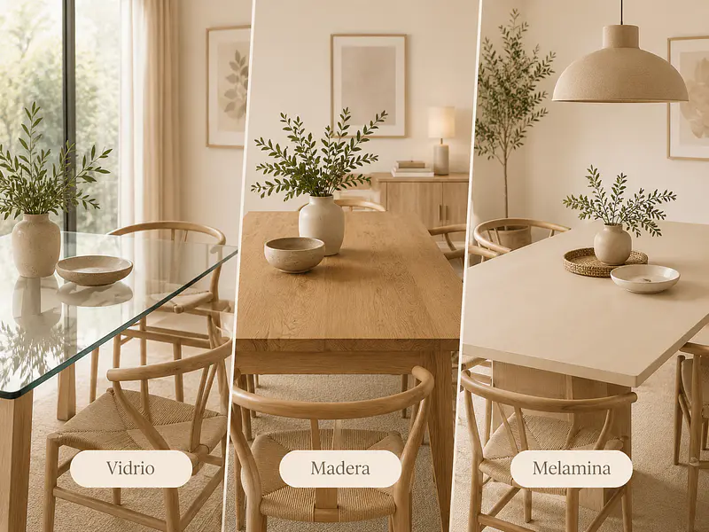 Guía de Materiales: Vidrio, Madera o Melamina para tu Comedor