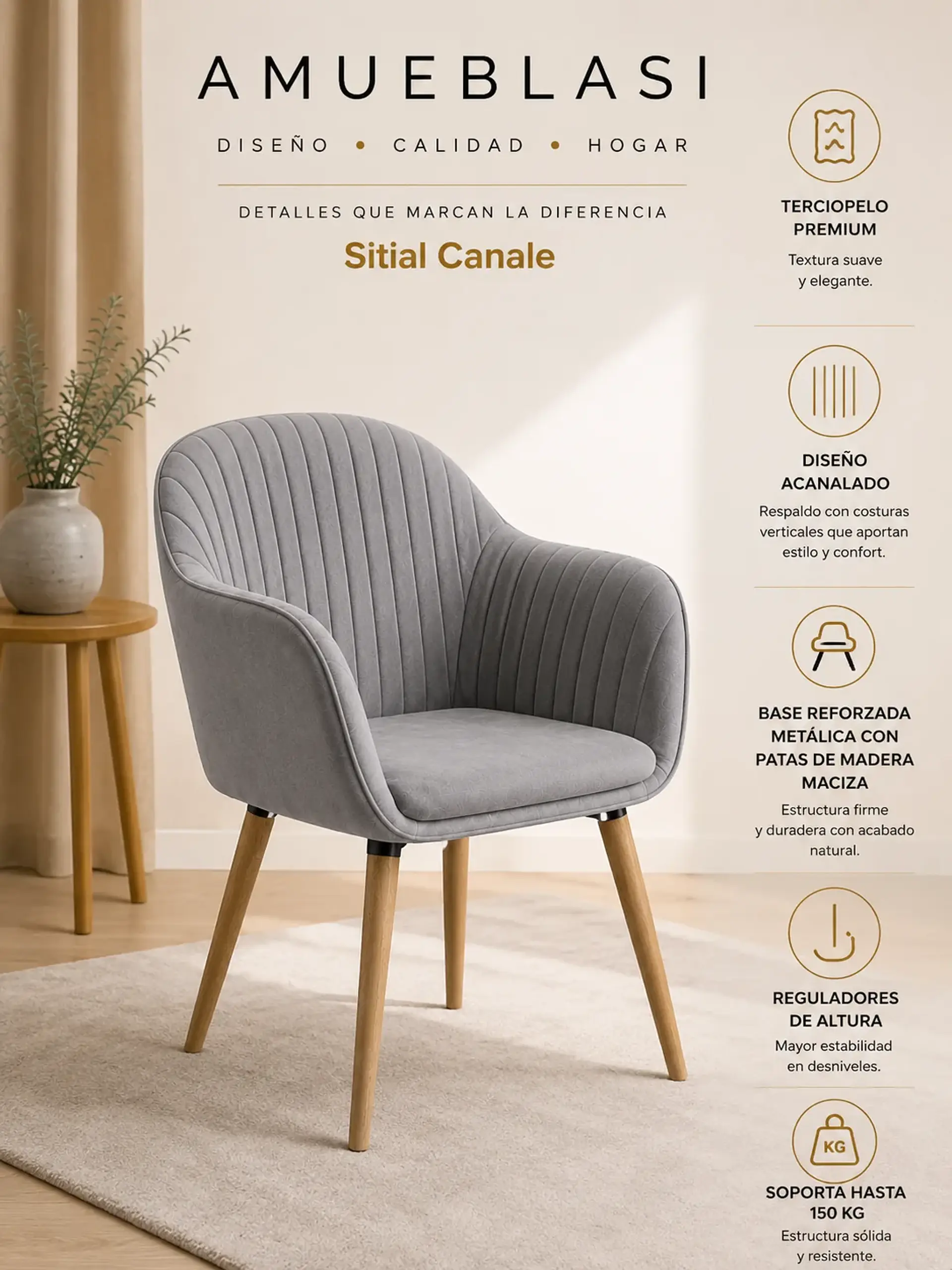 Pack 6 Sitiales Canale Madera 8