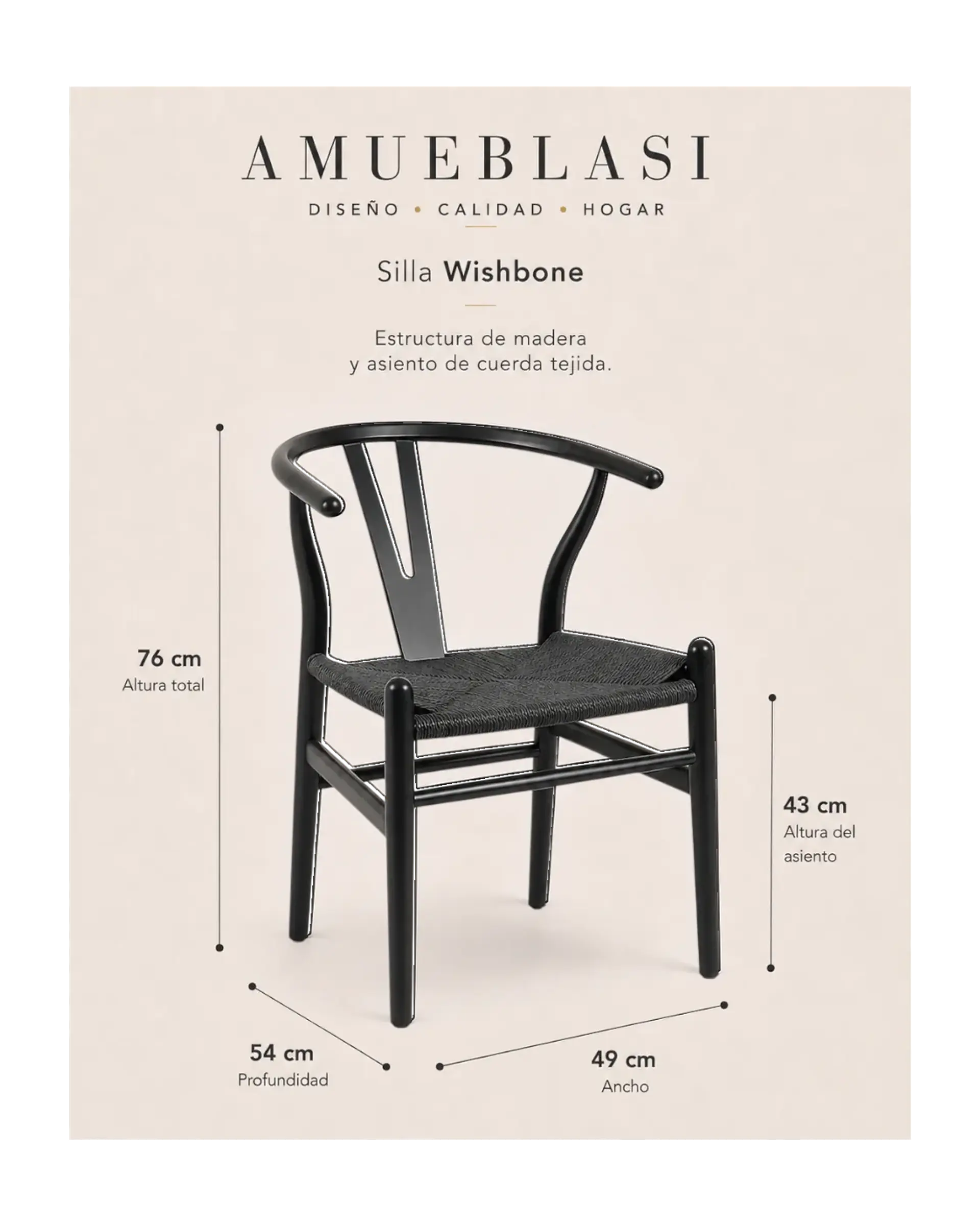 Pack 2 Sillas Comedor Wishbone 5